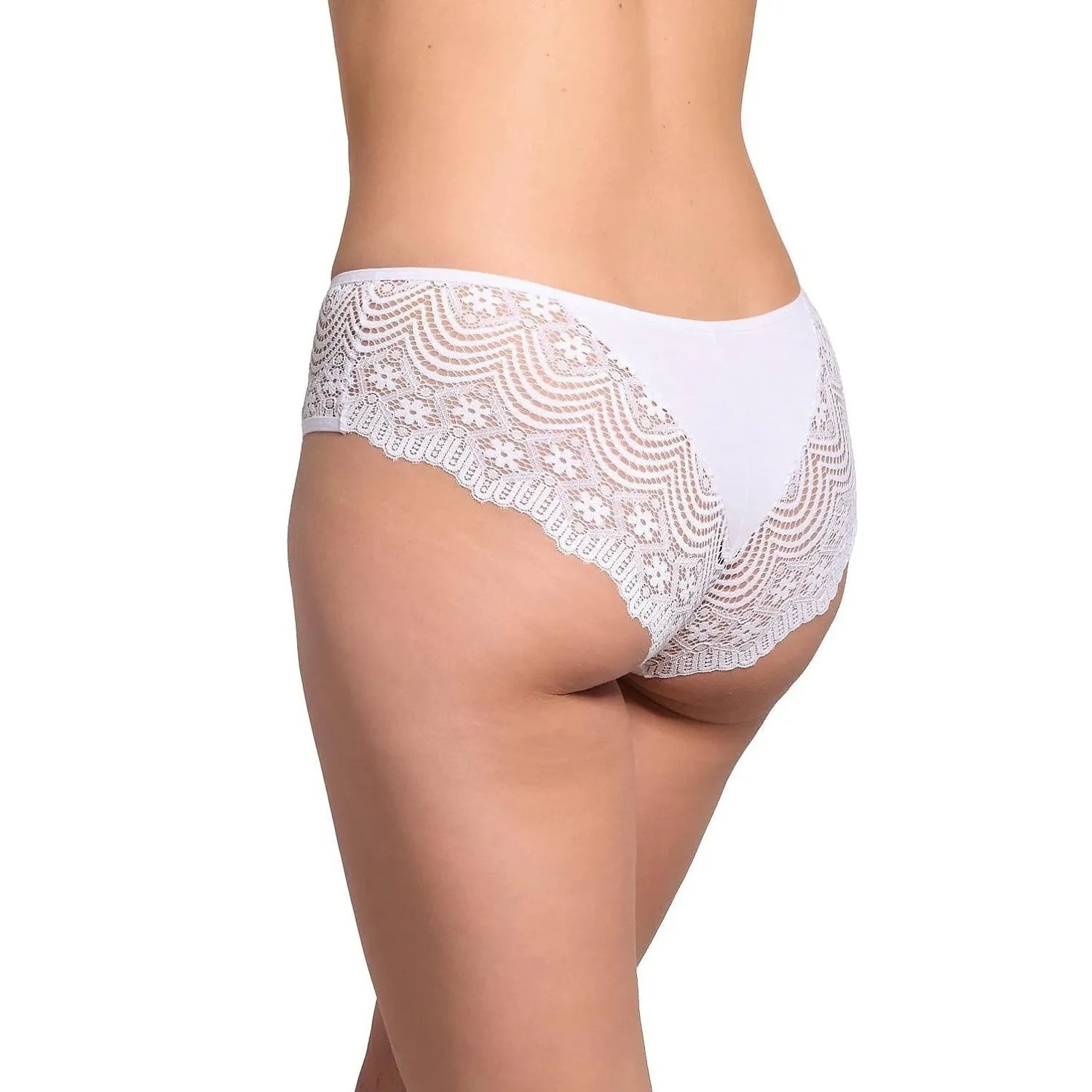 Culotte taille haute blanche Gabidar 226060 en coton élasthanne, dentelle délicate, confort et élégance au quotidien.