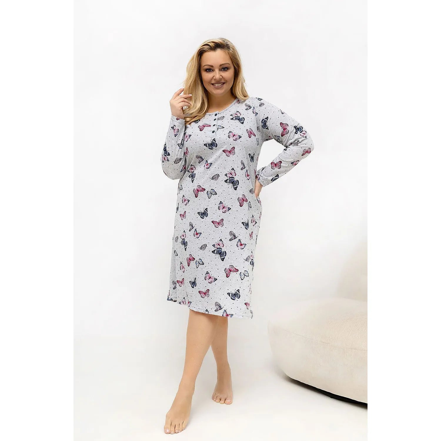 Chemise nuit grande taille coton rose Forever Pink model 226135