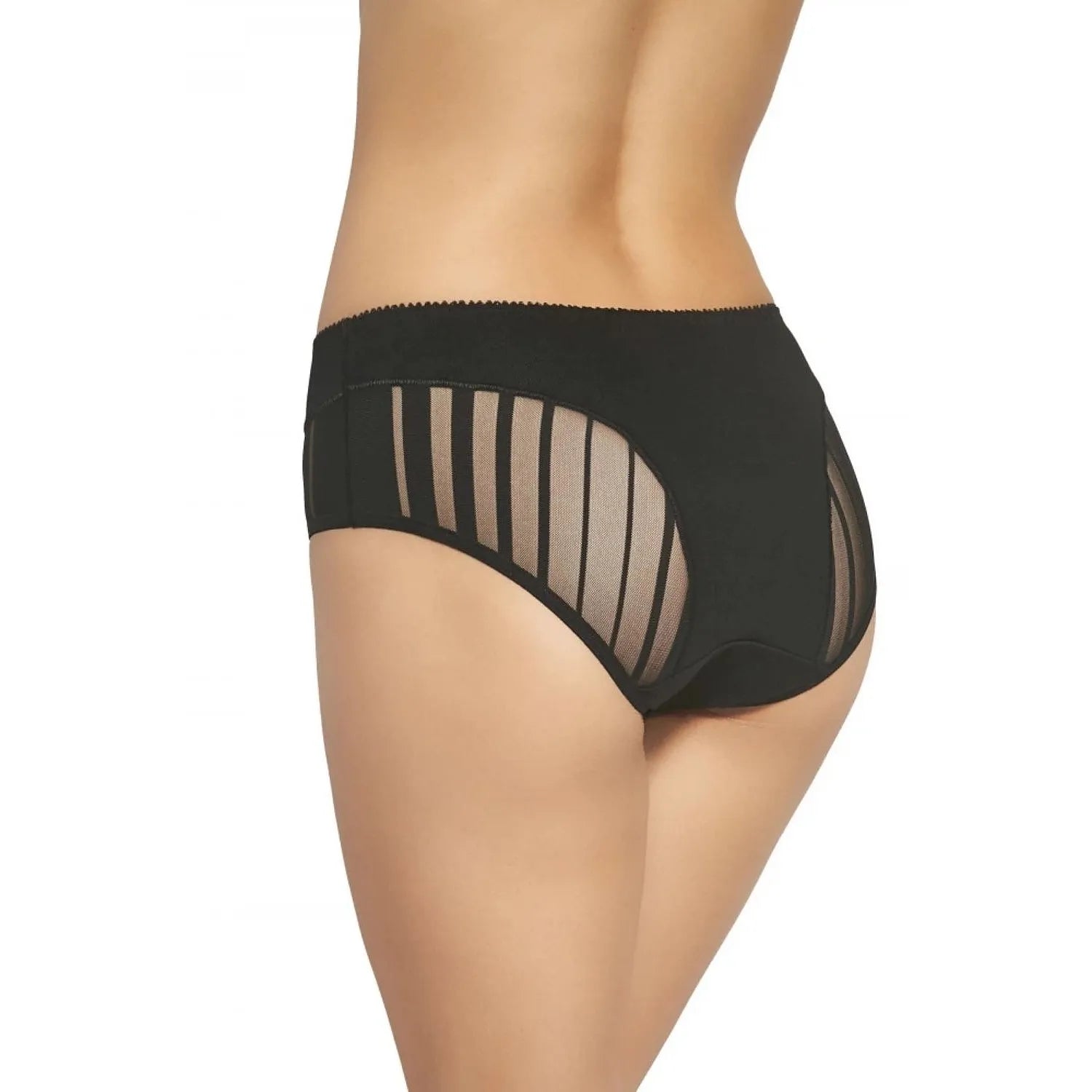 Culotte noire Gabidar 226244 en coton élasthanne, détails transparents, taille haute, confort quotidien, tailles S à XL.