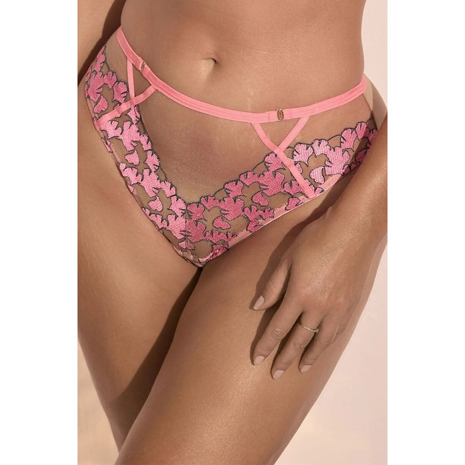 Culottes invisibles French Flowers broderie tulle double rose intense Kinga