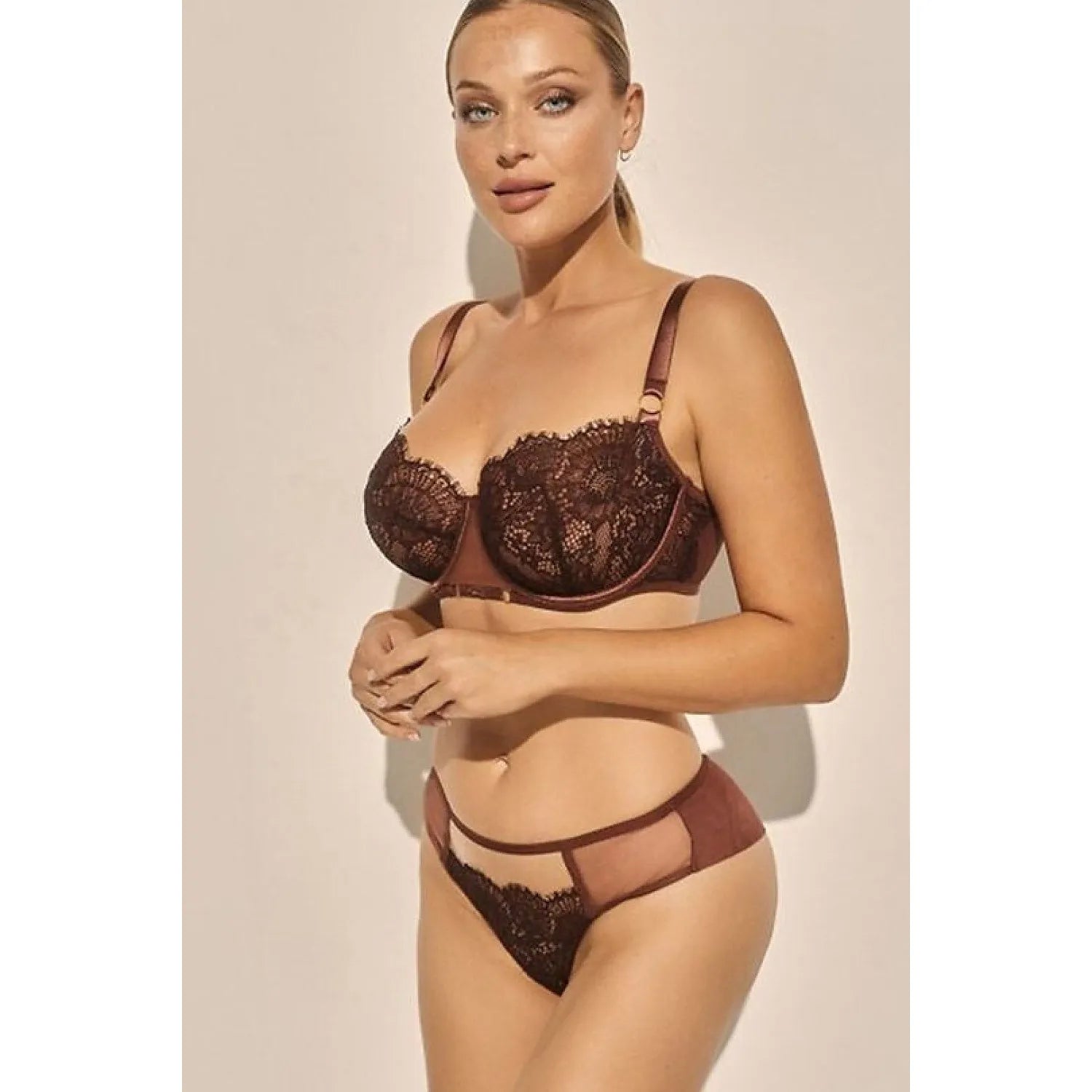 Culottes brésiliennes dentelle tulle chocolat élégantes confortables femmes Kinga