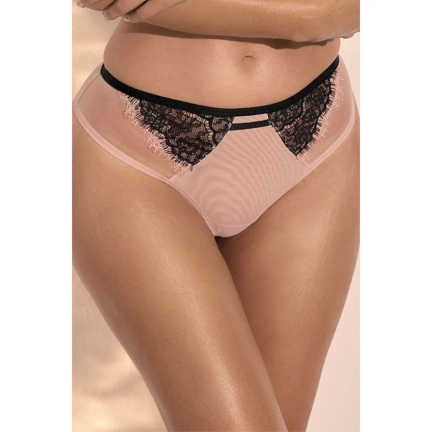 Culottes brésiliennes Bunny B-1190/2 tulle rose dentelle noire design élégant