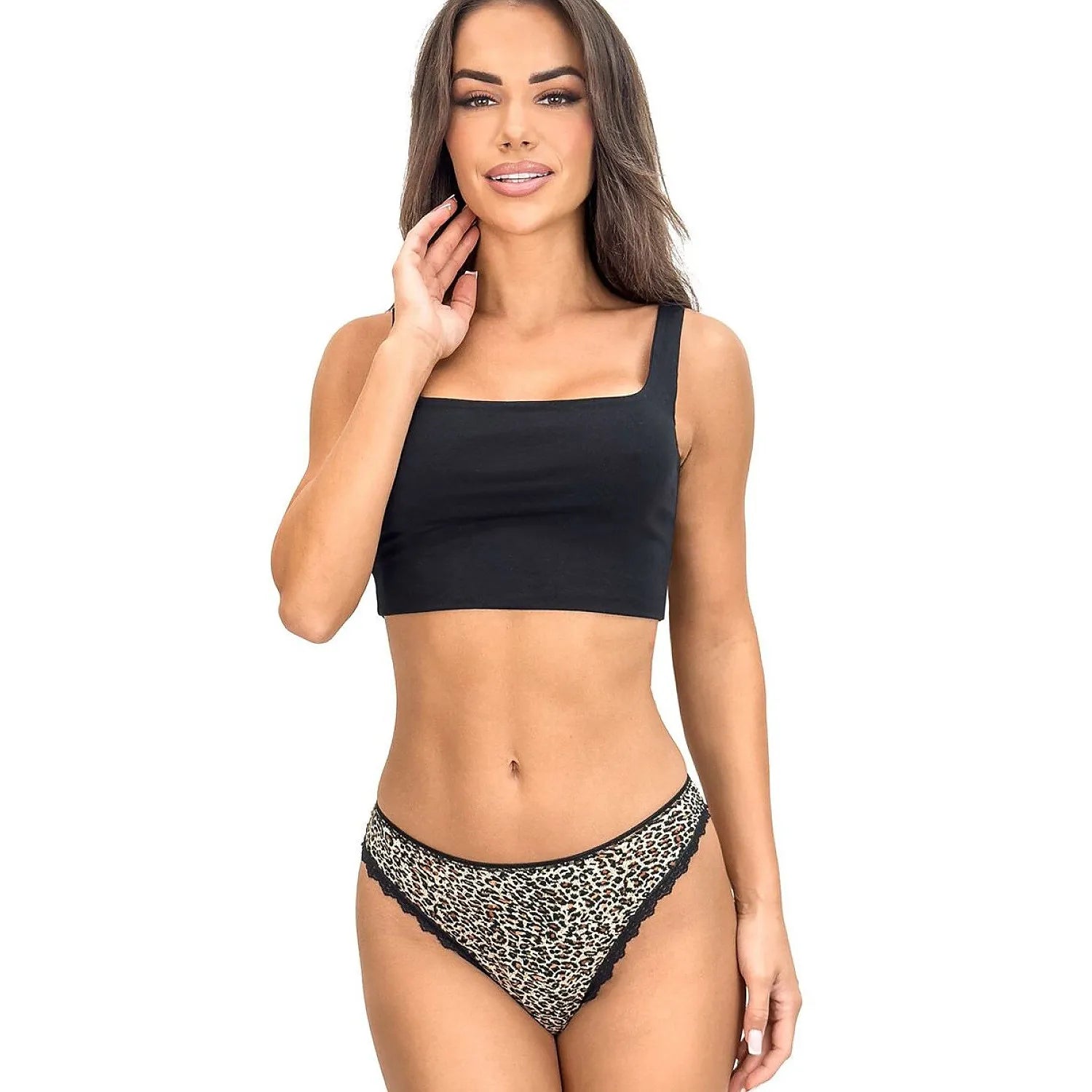 Culottes brésiliennes léopard dentelle confort mode femme Omari 253