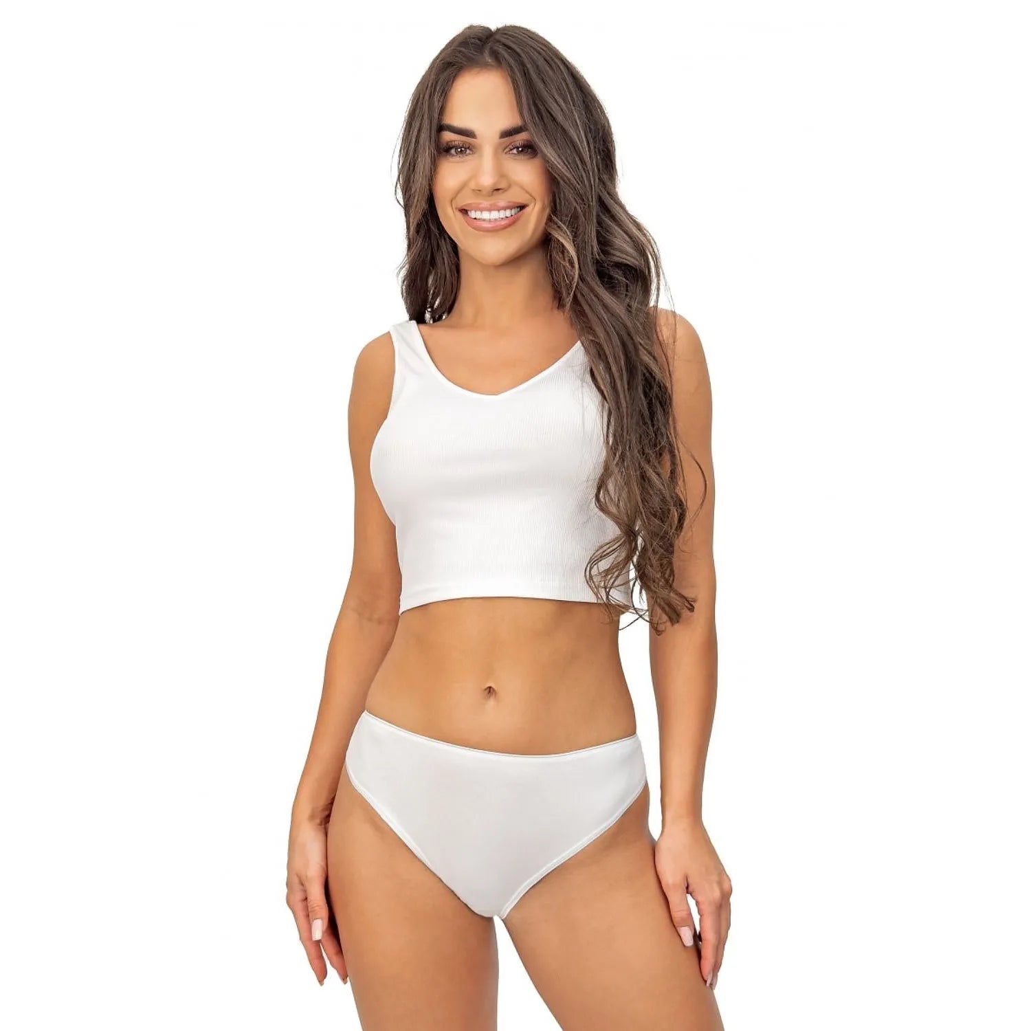 Culotte en dentelle écru modèle 228547 Donna, devant lisse, dos délicat, taille moyenne, confort et élégance.