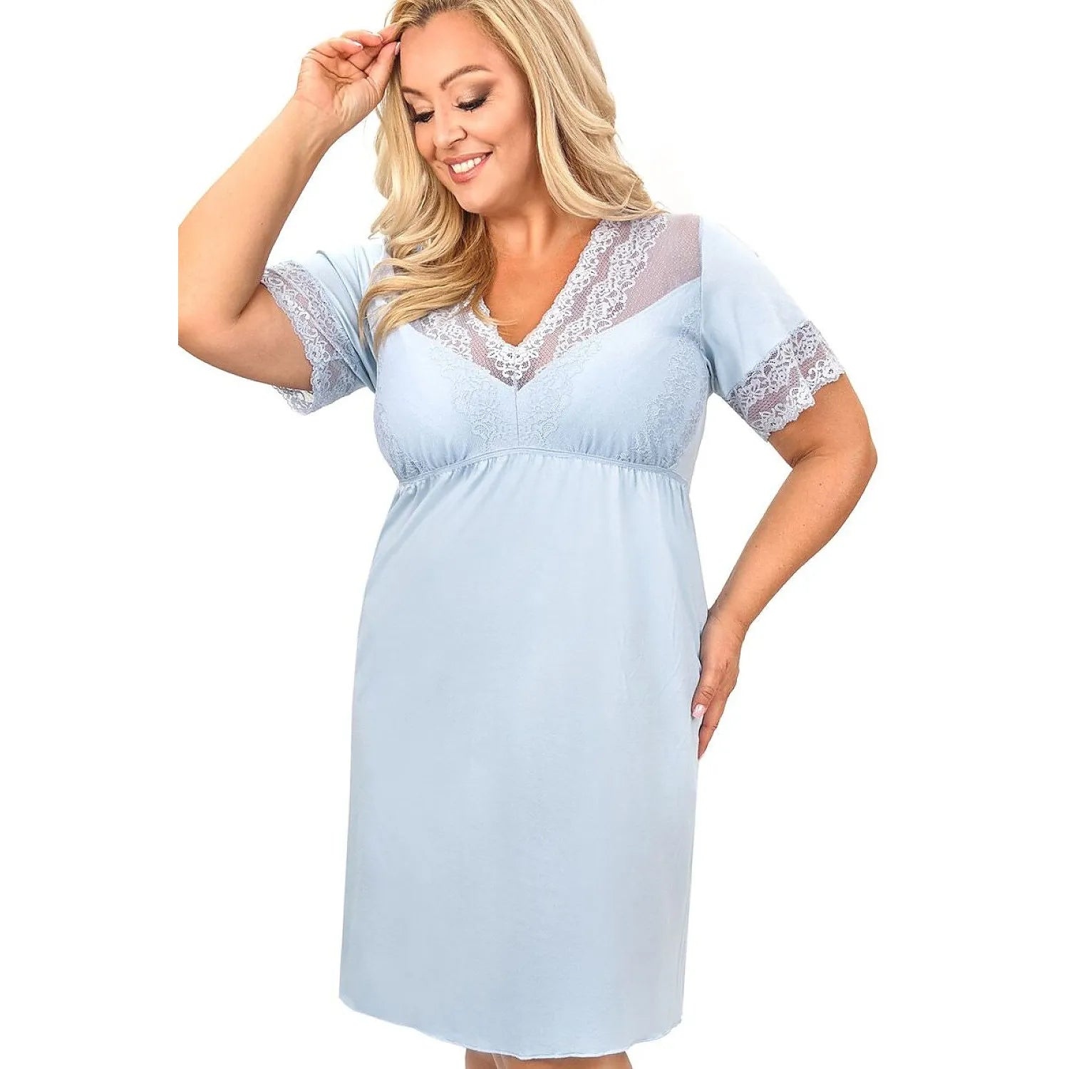 Chemise de nuit grande taille élégante viscose dentelle respirante femmes