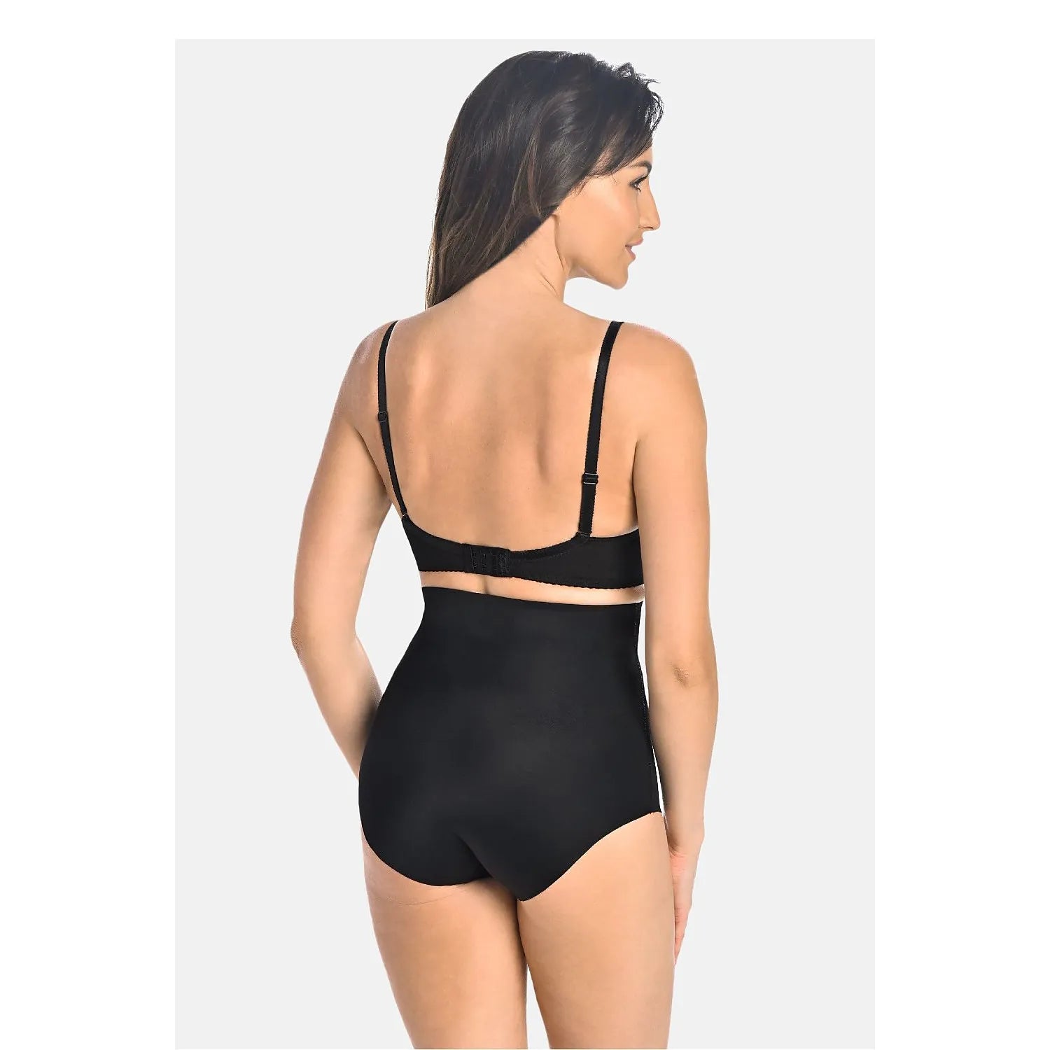 Culottes modelantes noires taille haute, sans couture, couvrant les fesses, invisibles sous vêtements ajustés.