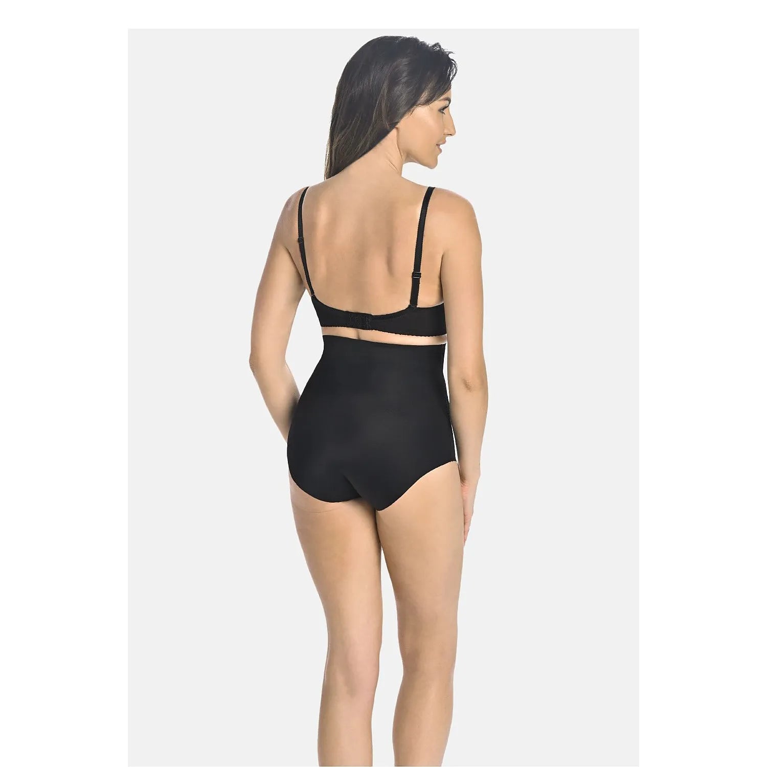 Culottes modelantes noires taille haute, sans couture, couvrant les fesses, silhouette affinée, sous-vêtements invisibles.