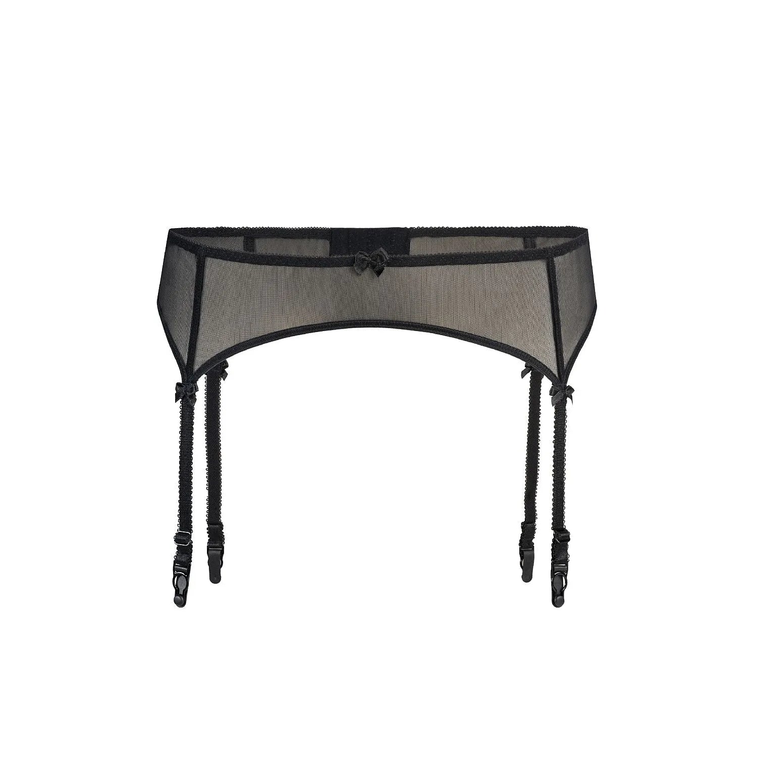 Ceinture noire en maille transparente avec nœuds, ajustable, élégante et sexy, modèle Teyli 228845.