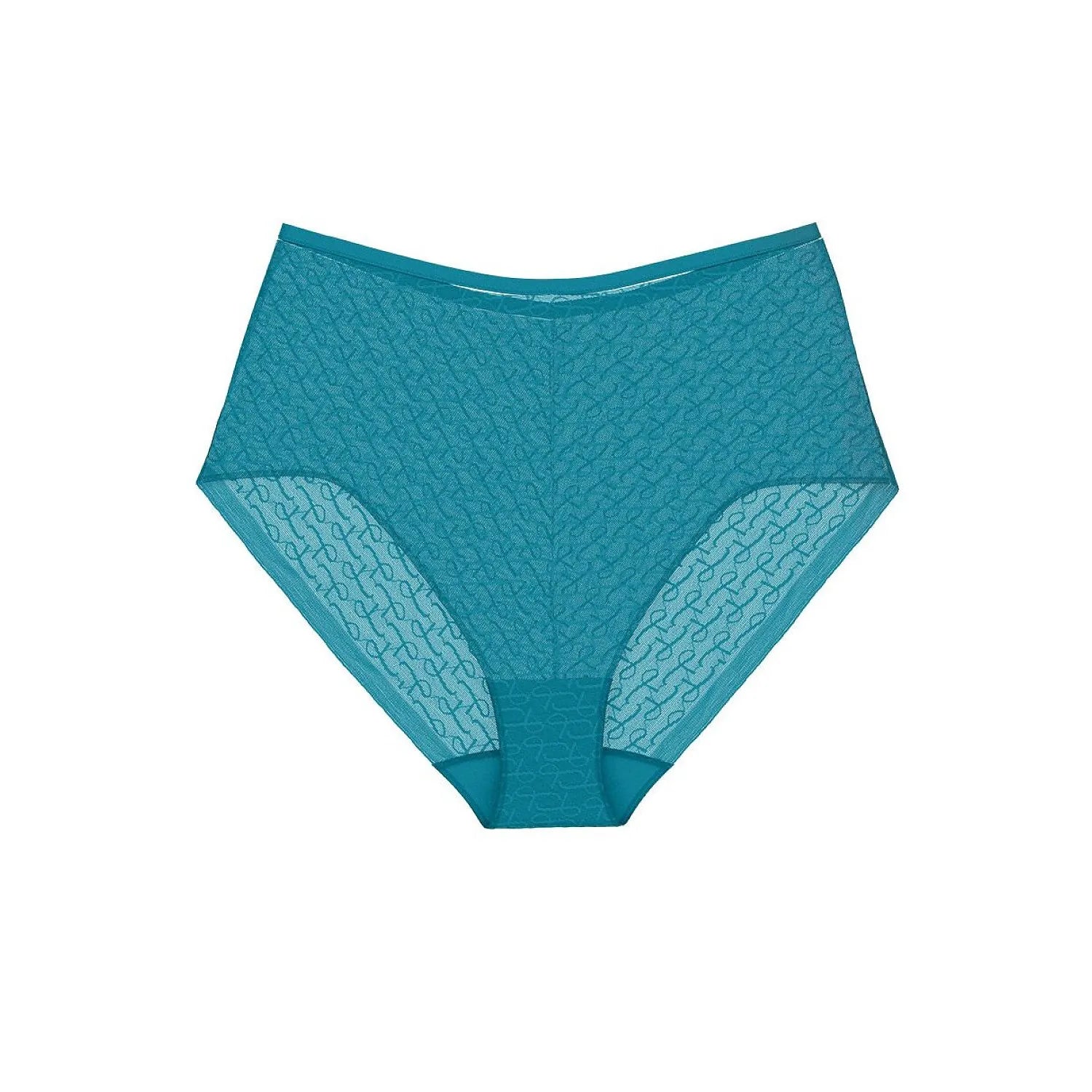 Culotte haute en dentelle bleue, modèle maxi, élégante et confortable, bords plats, Triumph Signature Sheer.