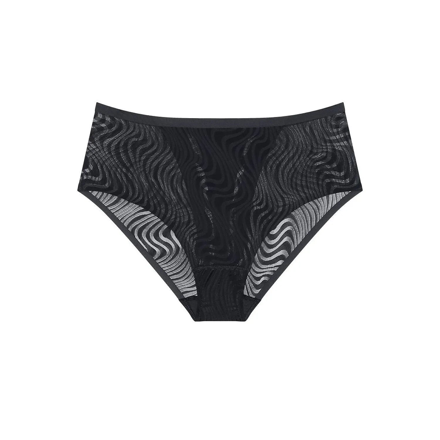 Culotte haute noire Triumph Shape Smart Ellipse Maxi, design élégant avec motifs ondulés, confort et modelage subtil.