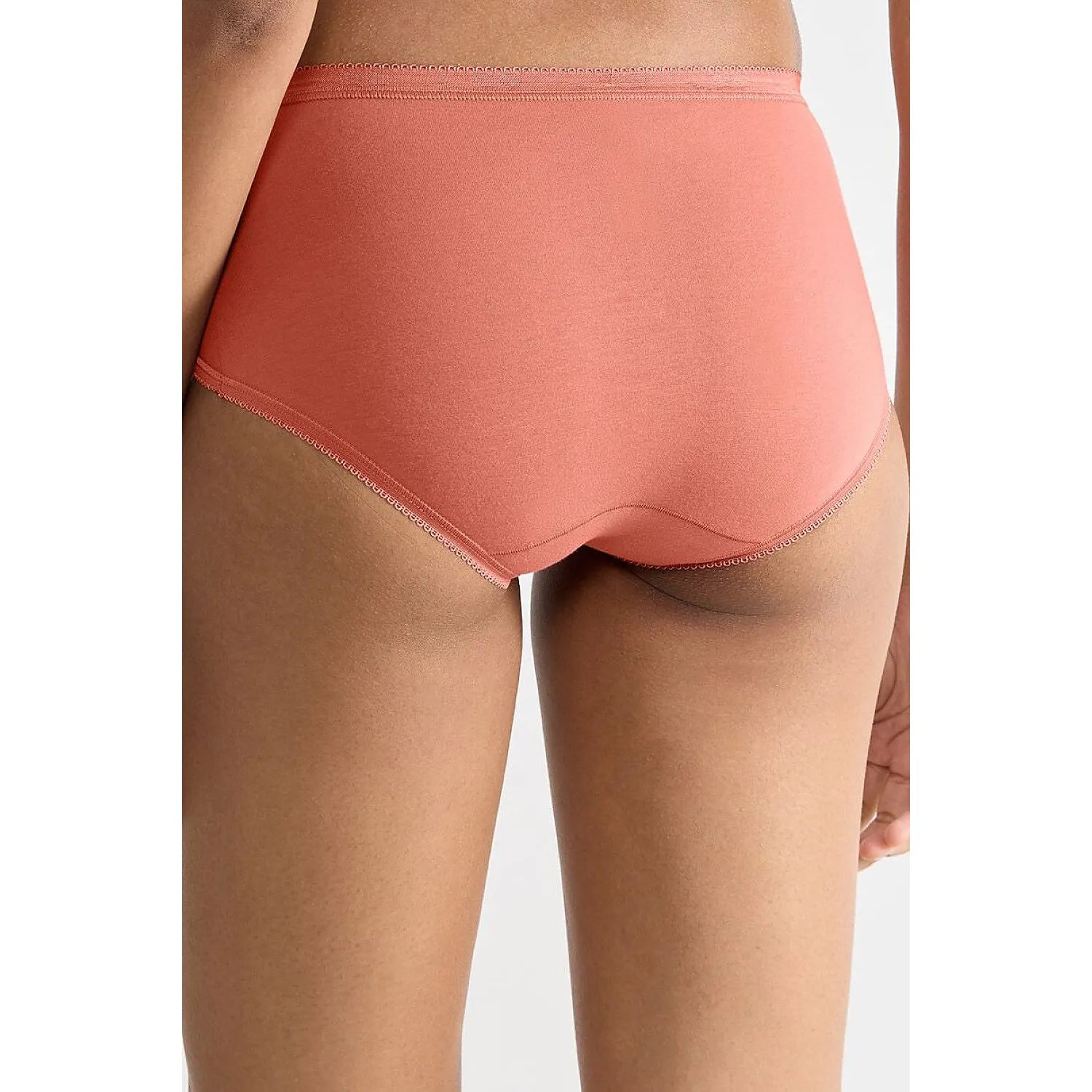Culotte femme Sloggi Basic Midi en coton, couleur corail, coupe midi classique, confort et style, lot de 3.