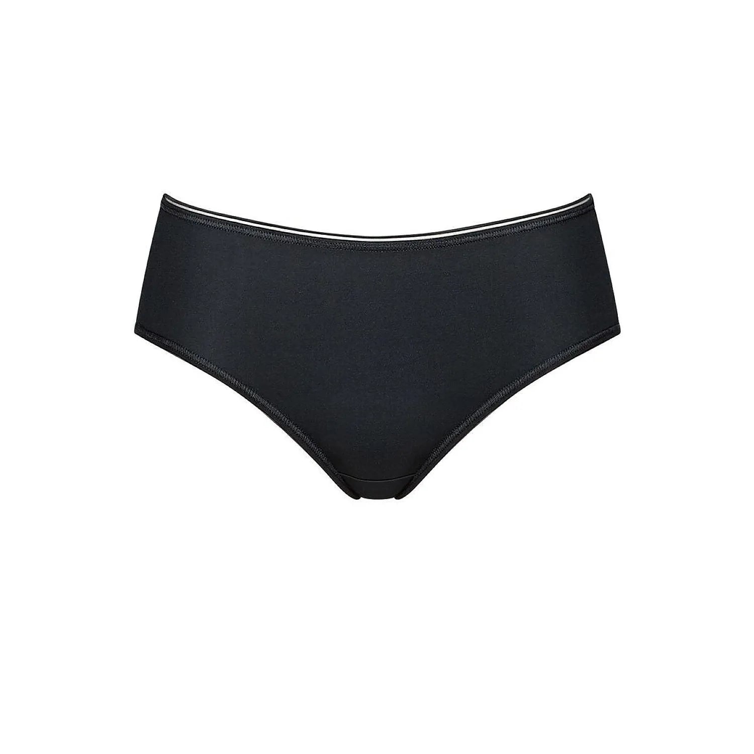 Culotte femme noire en coton élasthanne, coupe midi, respirante, idéale pour peaux sensibles, confort optimal.