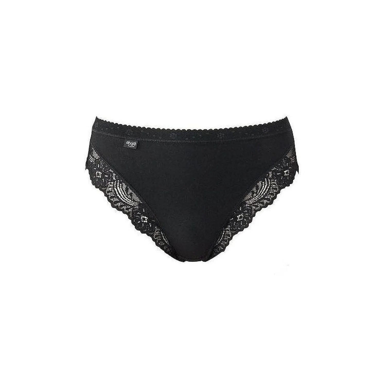 Culotte noire Sloggi Romance Tai en coton Supima avec dentelle élastique, élégance féminine et confort quotidien.
