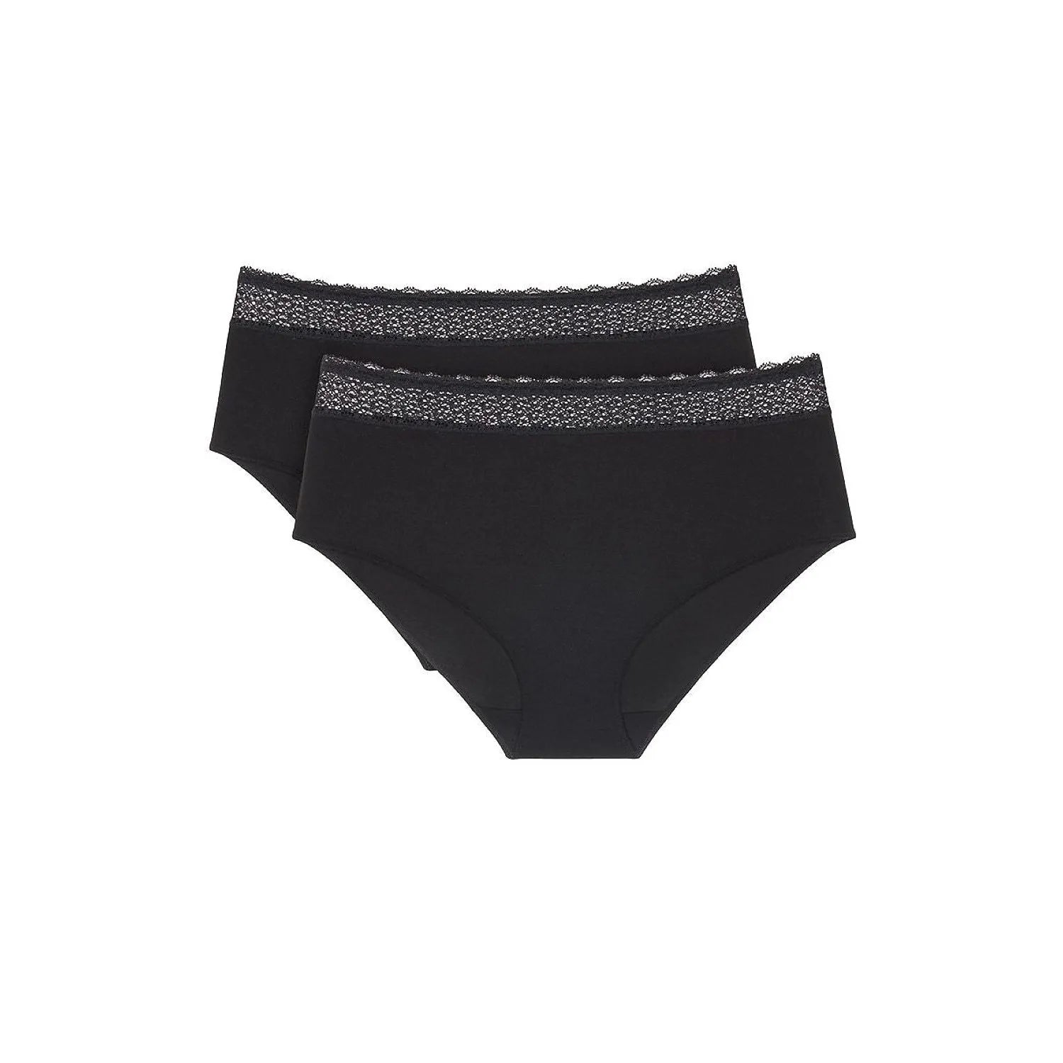 Culottes noires en modal avec dentelle recyclée, coton bio, confortables et durables pour femmes conscientes.
