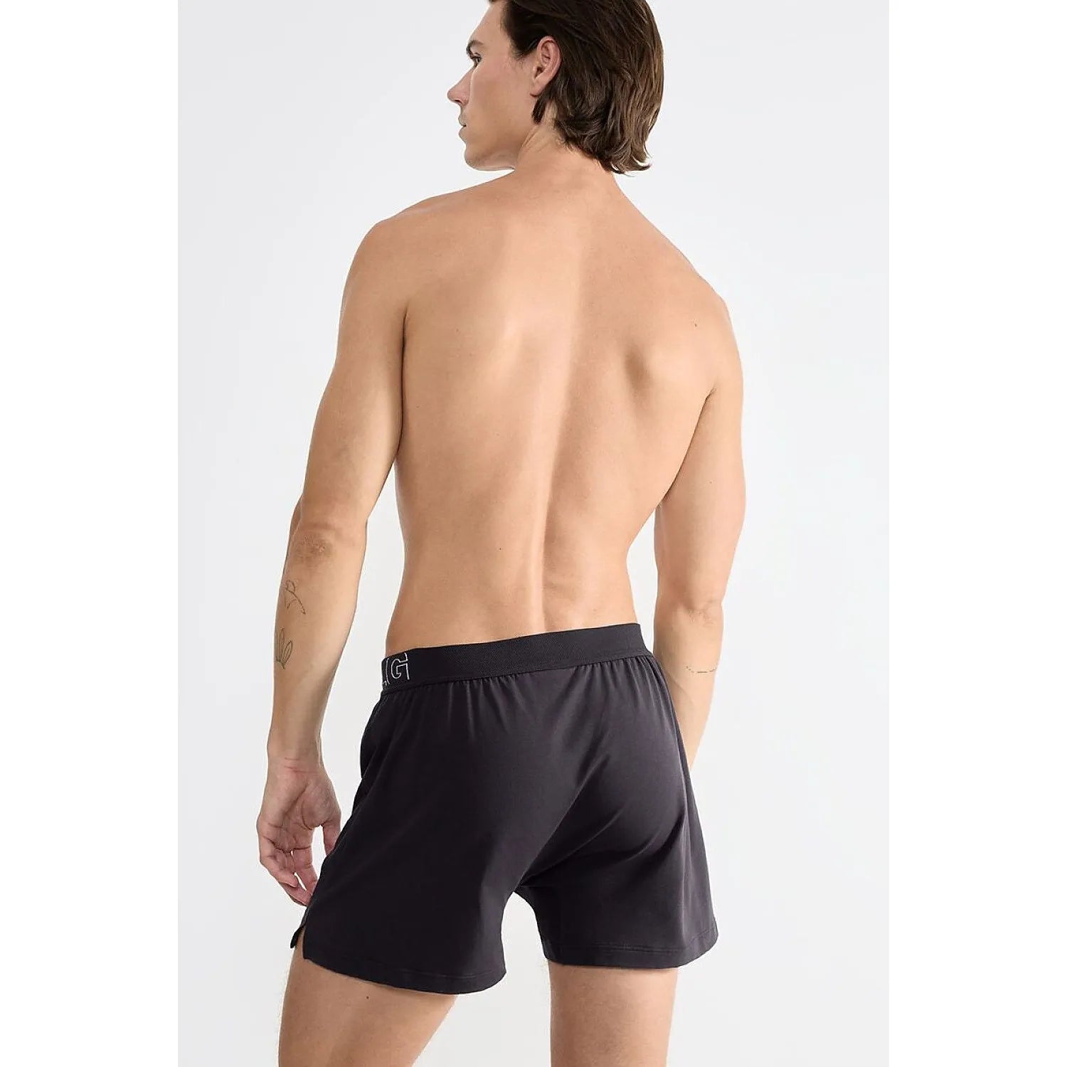 Boxer homme noir en coton bio Sloggi, coupe moderne, confort doux, modèle 10215473-3828, vue arrière.