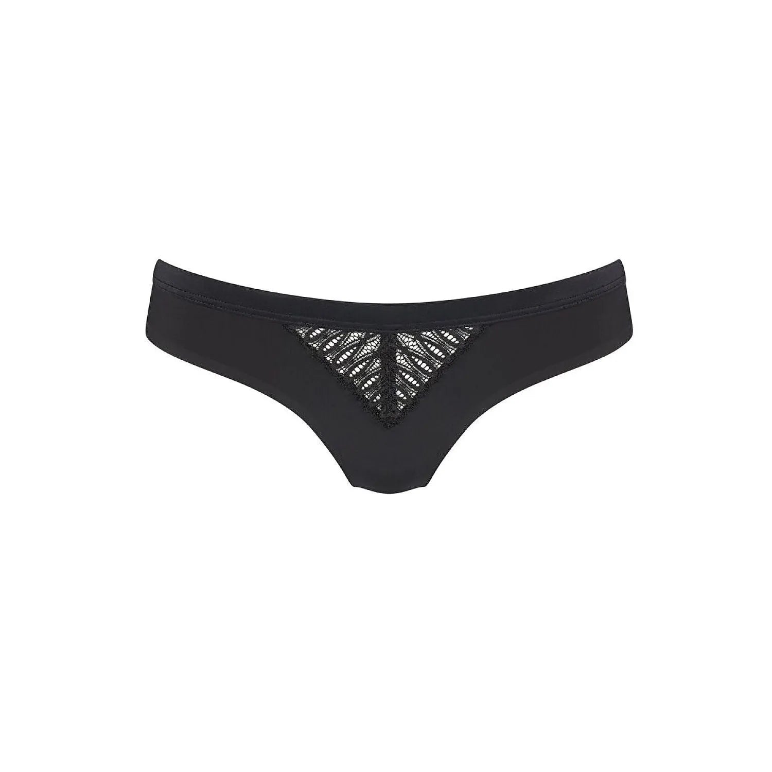 Culotte brésilienne noire Triumph, microfibre douce, détails en dentelle, coupe sensuelle et confortable.