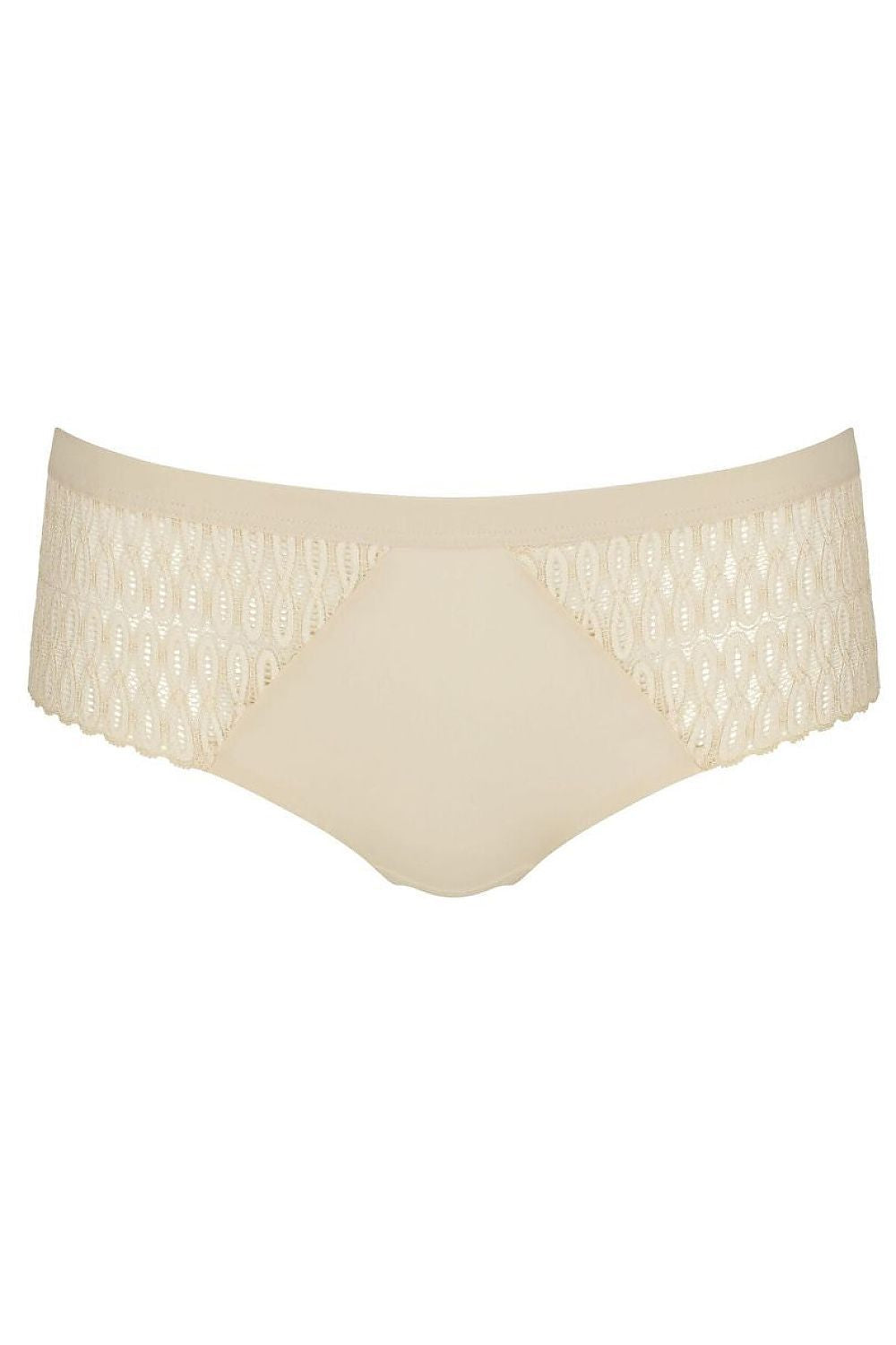 Culotte Triumph Aura Spotlight Maxi beige, dentelle à motifs sur les côtés, microfibre douce, coupe classique enveloppante.