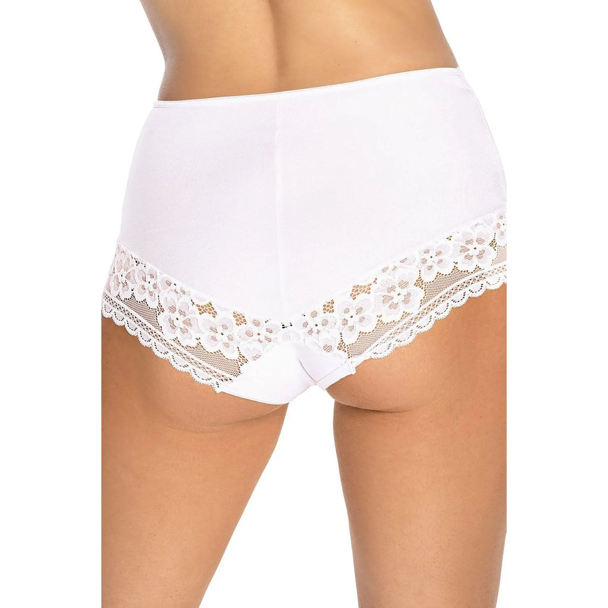 Culotte blanche Róża modèle 231205 avec dentelle élégante, ajustement confortable, taille haute, style féminin subtil.