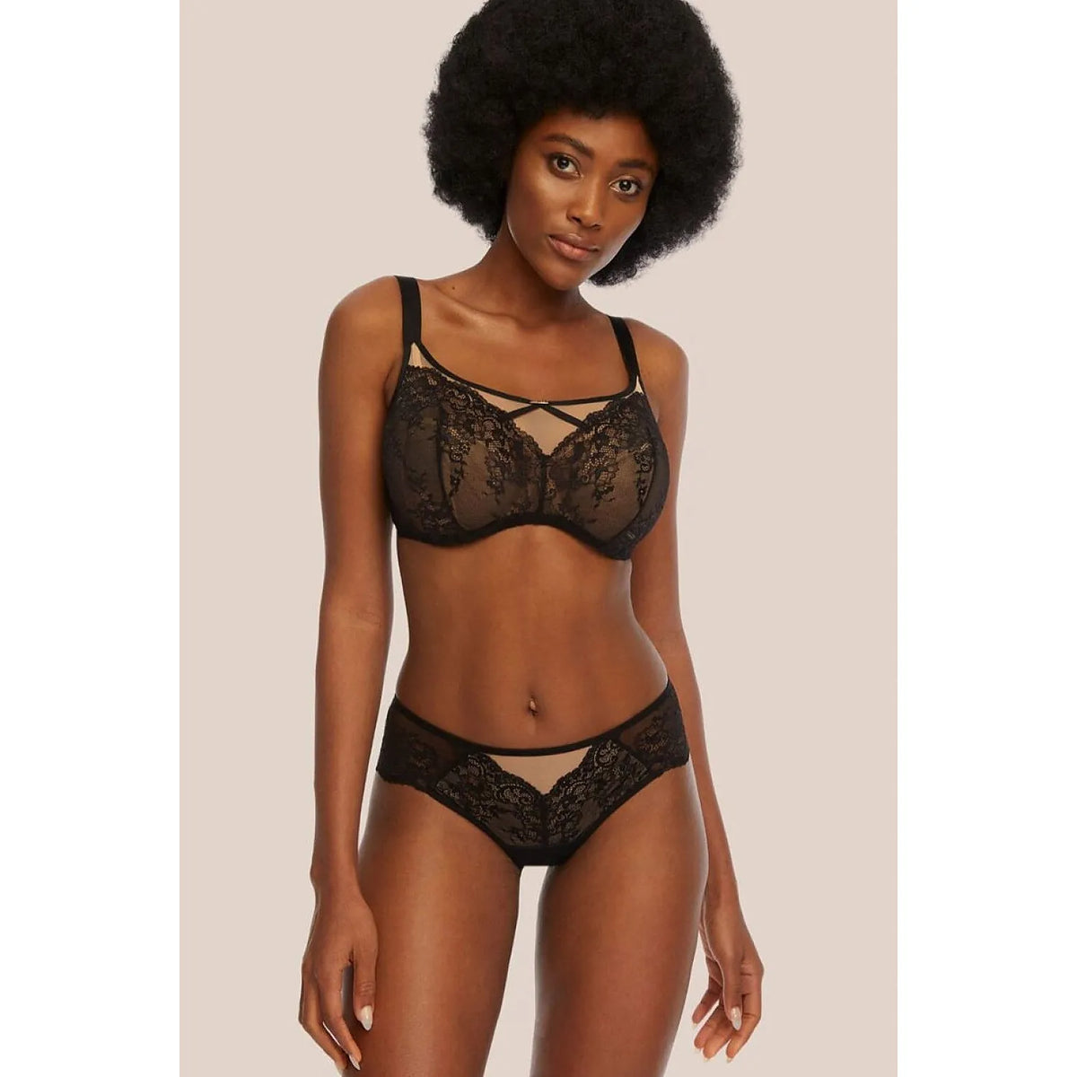 Culottes dentelle noire invisibles Kinga, tailles XS-3XL, élégance et confort, silhouette lisse, sous-vêtements féminins.