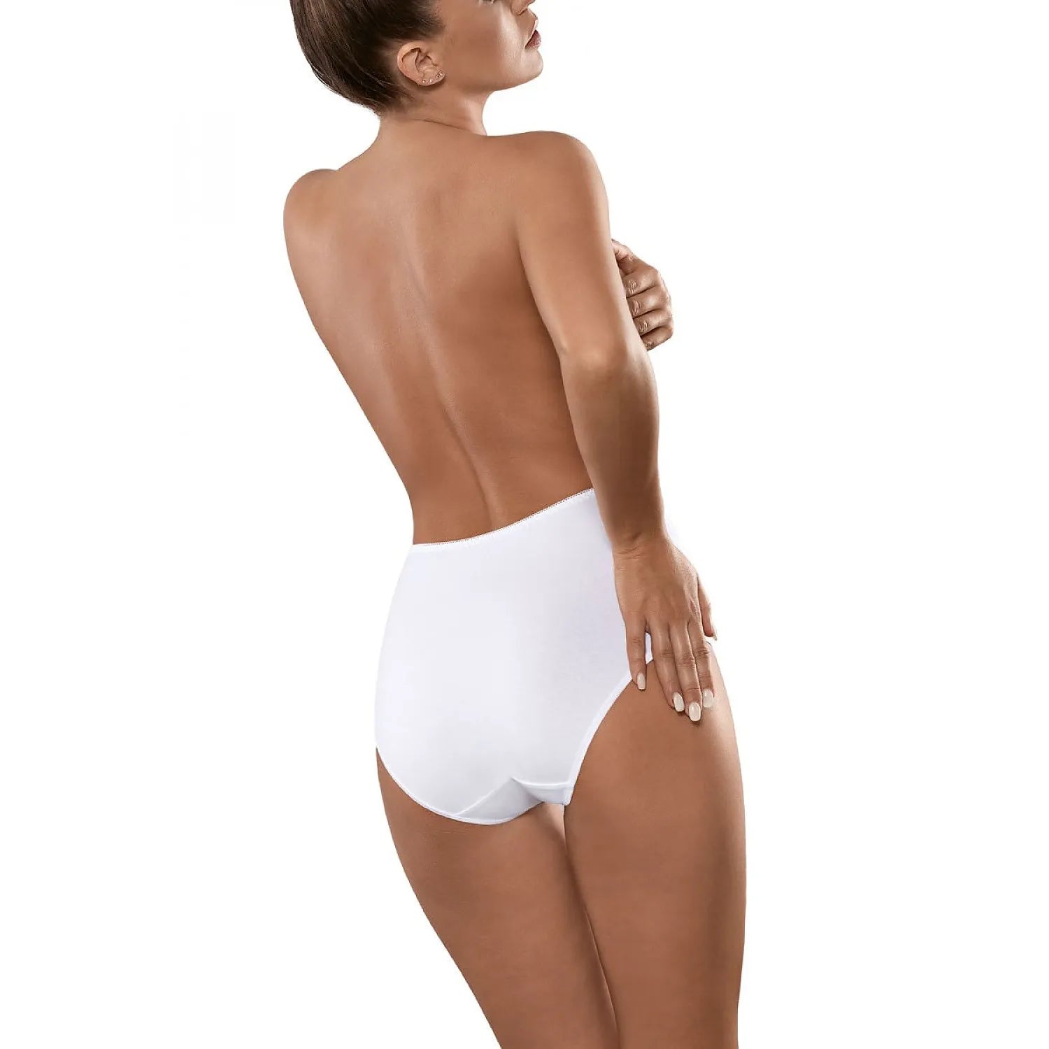 Culotte blanche Babell 156903 en coton avec dentelle subtile, dos lisse, coupe galbante, élégante et confortable.