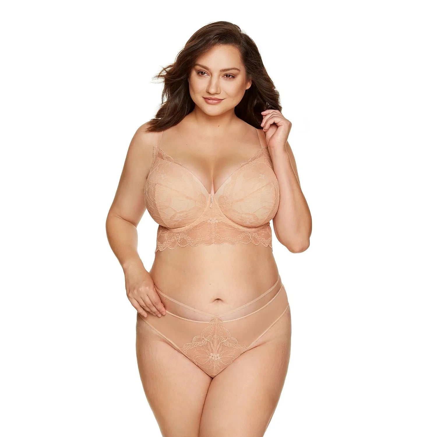 Culotte taille haute en dentelle florale et tulle élastique Gorteks, élégante et confortable avec gousset en coton.