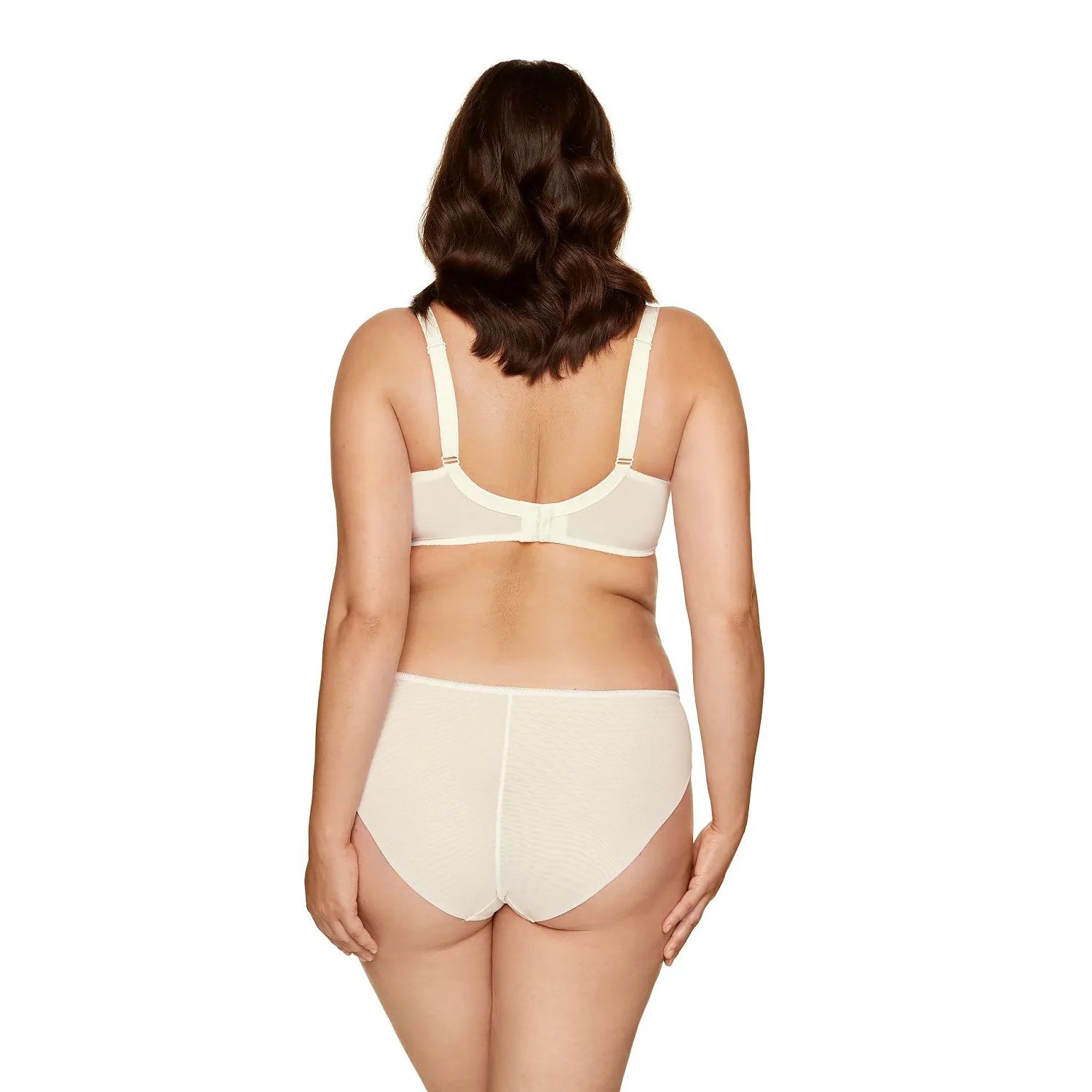 Culotte Gorteks 168116 en tulle élastique ivoire avec broderies, vue arrière, confort coton, tailles 36-48.
