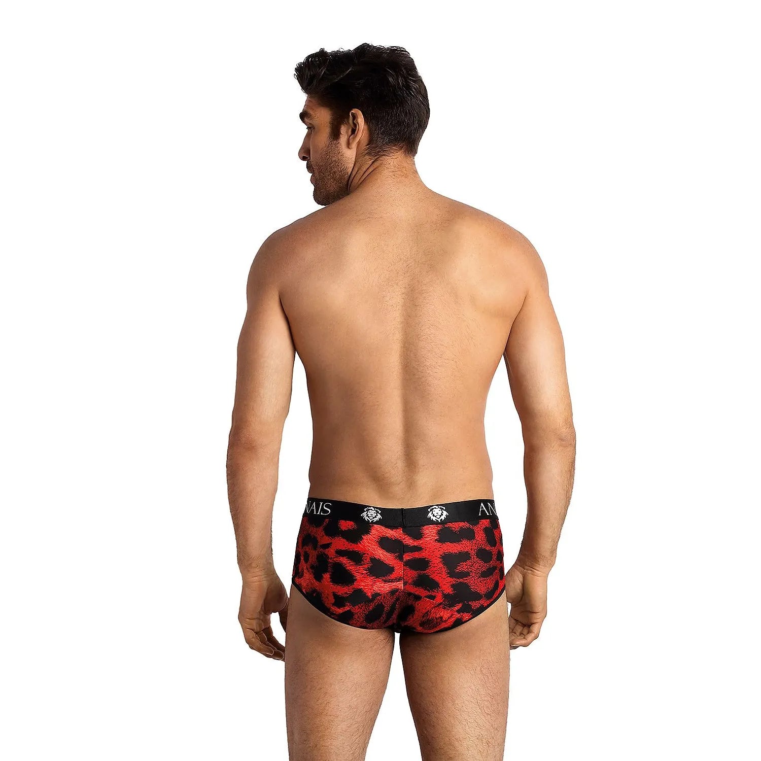 Boxeur homme léopard rouge, taille M, élasthanne et polyamide, élégance et séduction, modèle Anais 181795.