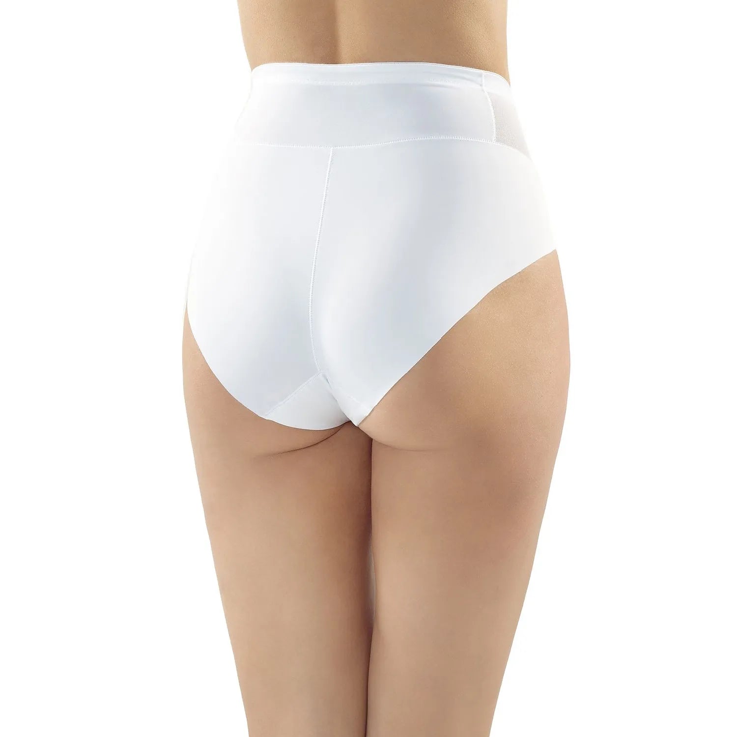 Culotte galbante blanche Eldar 181996 en microfibre, découpe laser, taille haute, confort et maintien optimal.