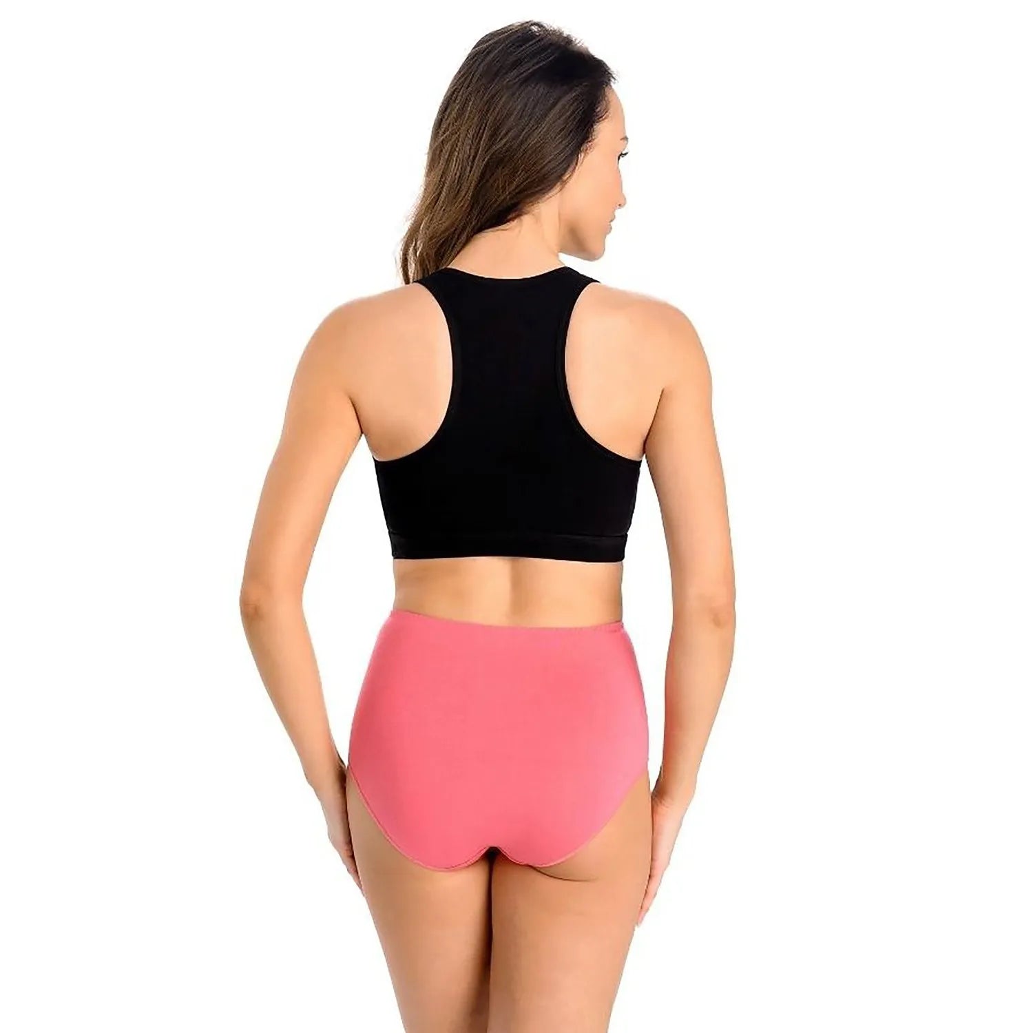 Culotte corail taille haute en coton, ceinture au nombril, couvrante, élastique Lycra, invisible sous les vêtements.