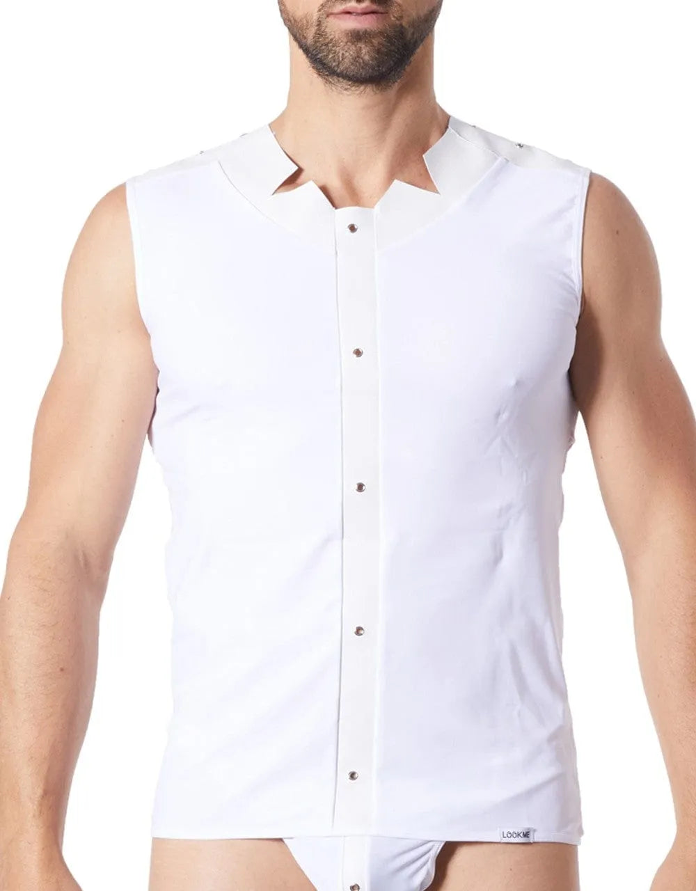 Débardeur Blanc Effet Satiné Style Cuir