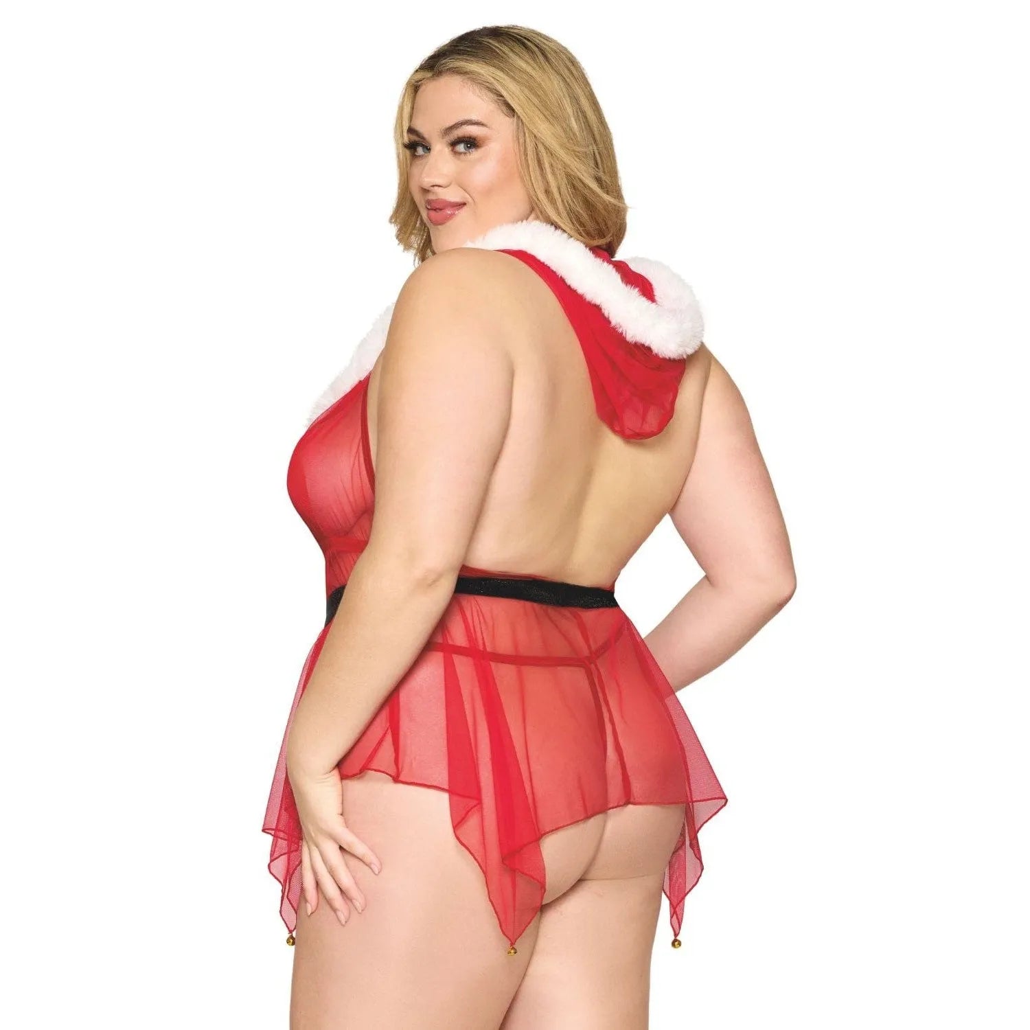 Déguisement Mère Noël Grande Taille Sexy Avec Capuche Fausse Fourrure