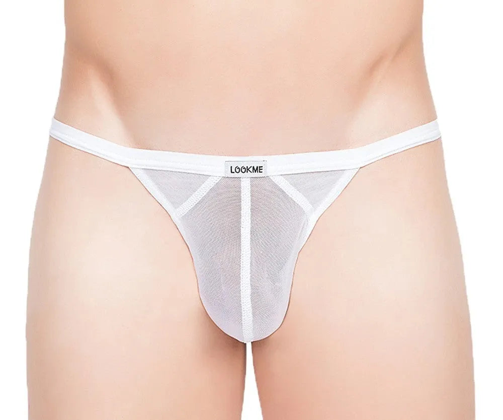 String blanc transparent homme, collection Malibu, coupe sexy et confortable, en polyamide et élasthane, dessous mode.