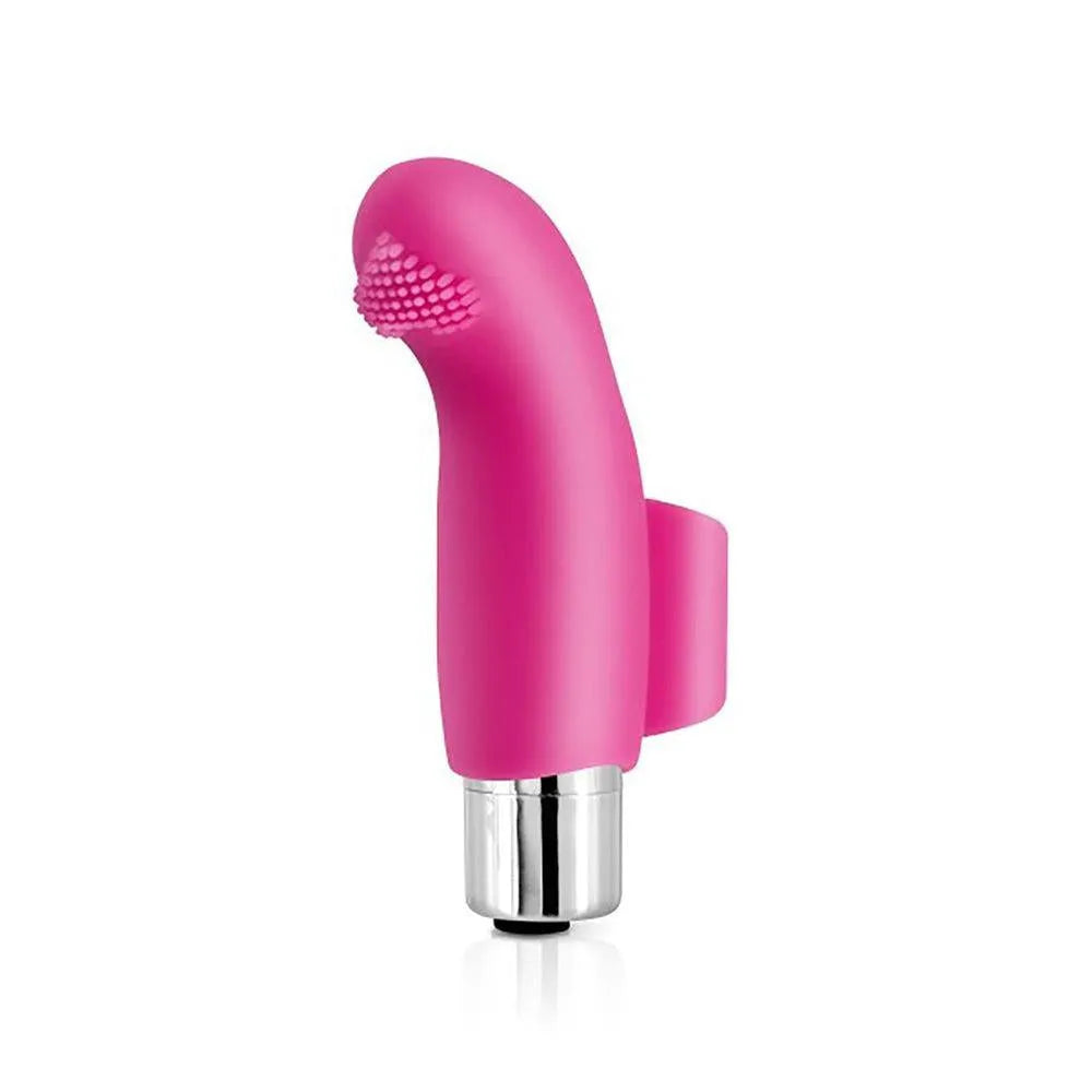 Vibromasseur Doigt Chinois rose en silicone avec picots en cœur, 10 vitesses, monté sur bague extensible pour stimulation ...