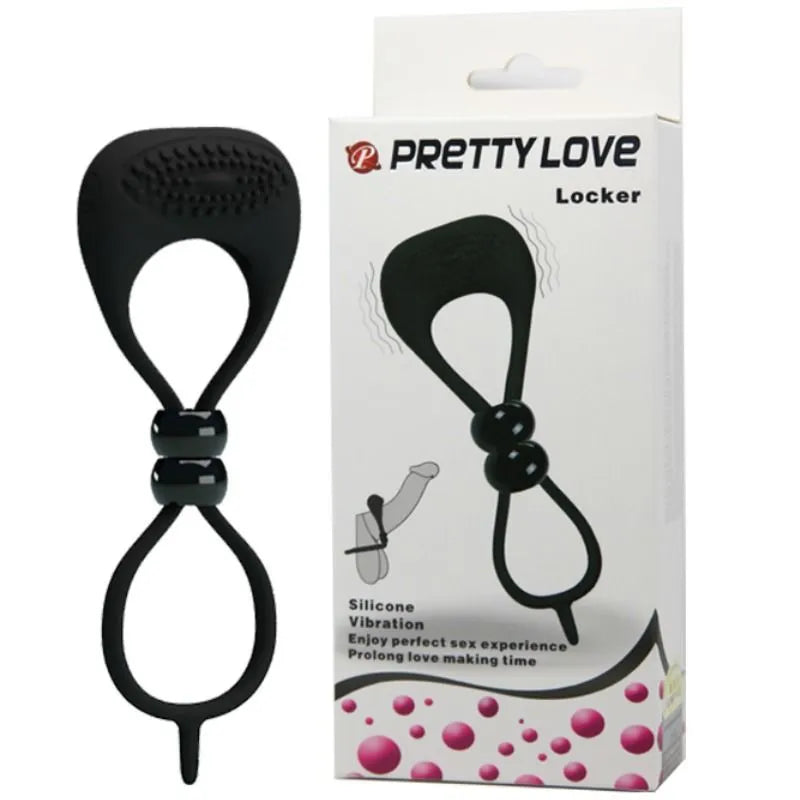 Double Anneau Vibrant Retardateur Éjaculation Silicone Noir