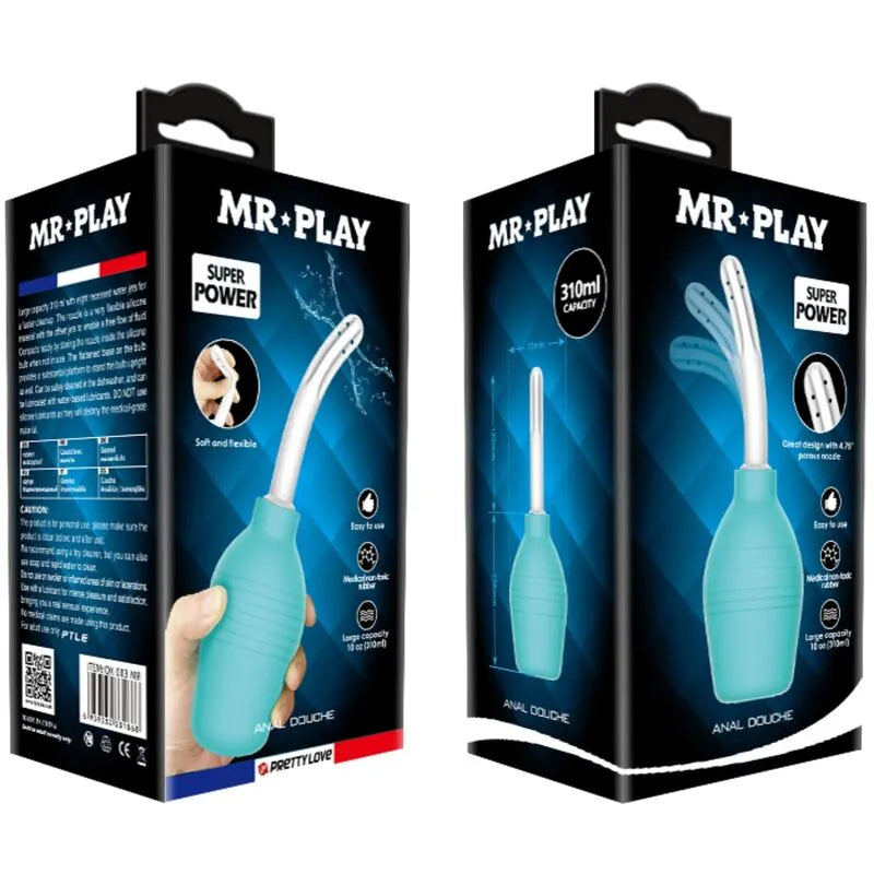 Douche Anale Silicone Bleue Imperméable