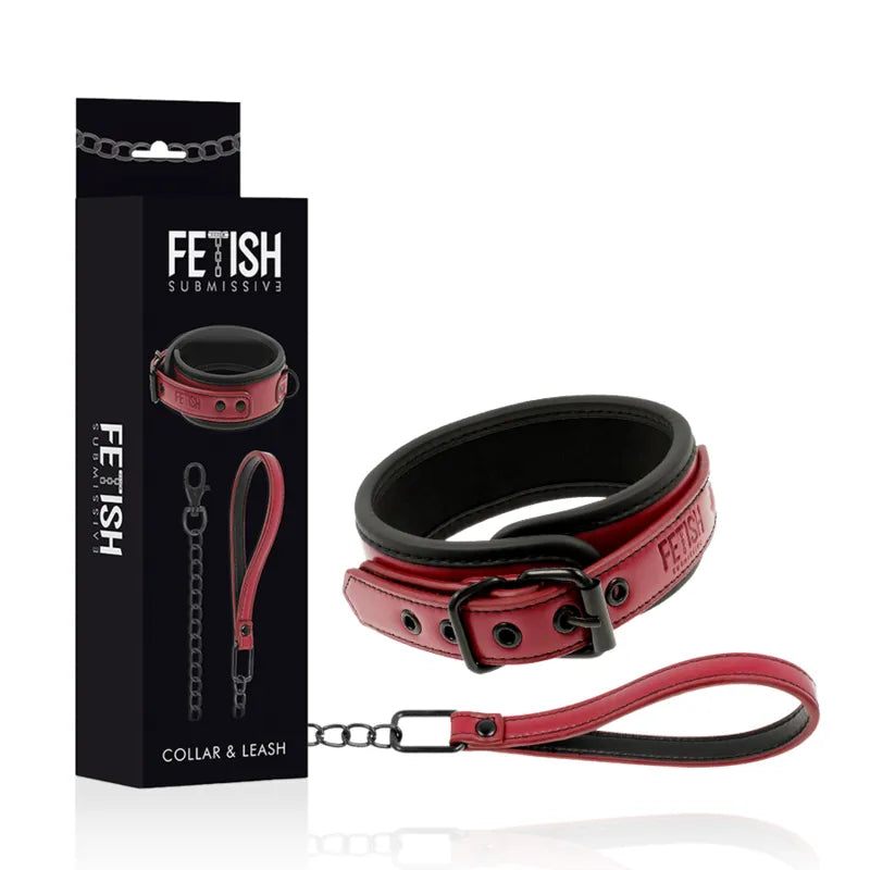 Ensemble Collier Et Menottes Cuir Vegan Bdsm