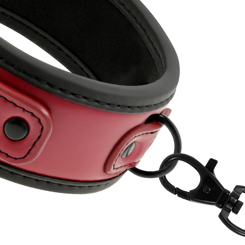 Ensemble Collier Et Menottes Cuir Vegan Bdsm