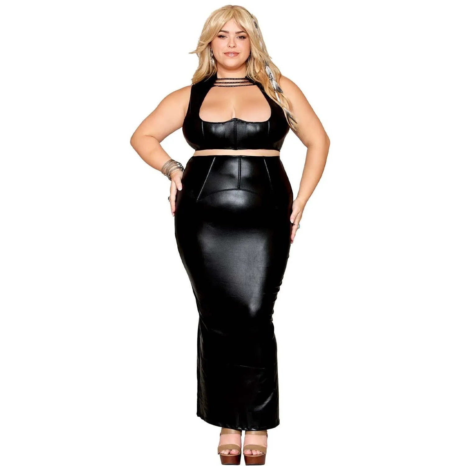 Ensemble De Lingerie Provocateur Grande Taille En Simili Cuir
