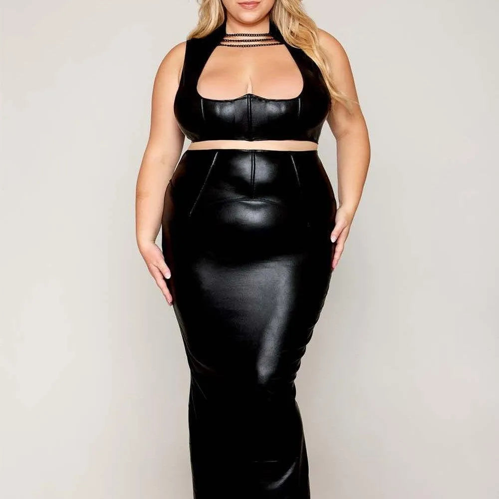 Ensemble De Lingerie Provocateur Grande Taille En Simili Cuir