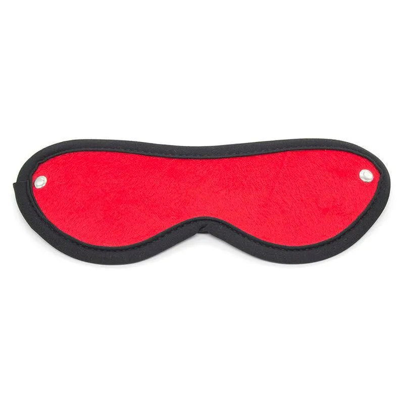 Masque rouge et noir en tissu doux, accessoire de l'Ensemble Fétiche 5 Pièces Ohmama, pour des moments intimes inoubliables.