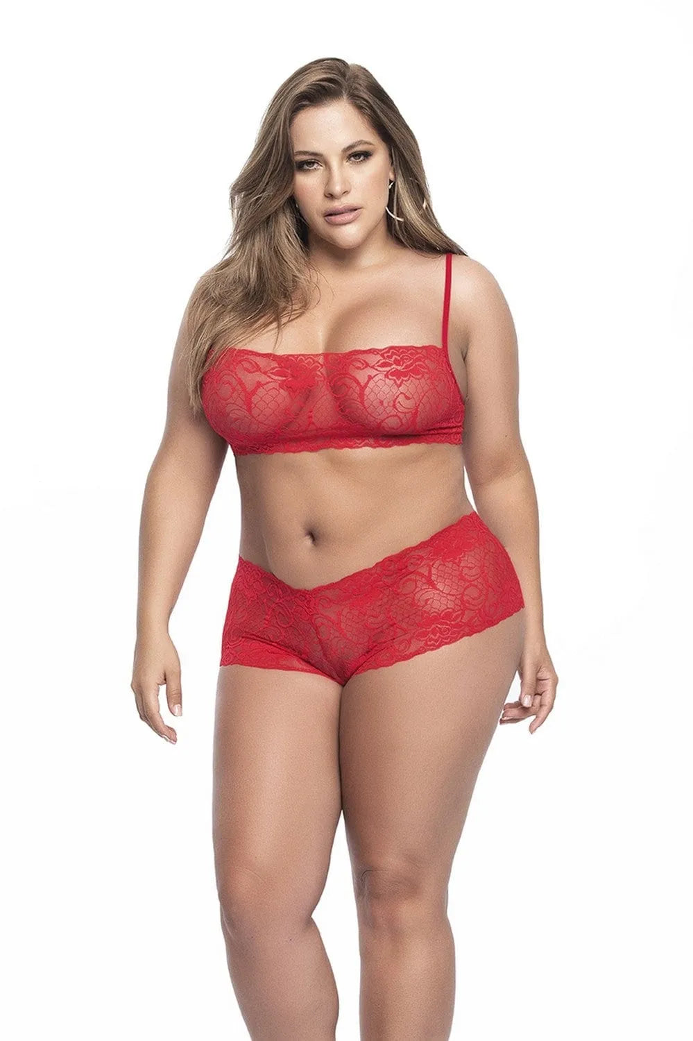 Ensemble Lingerie Dentelle Rouge Grande Taille