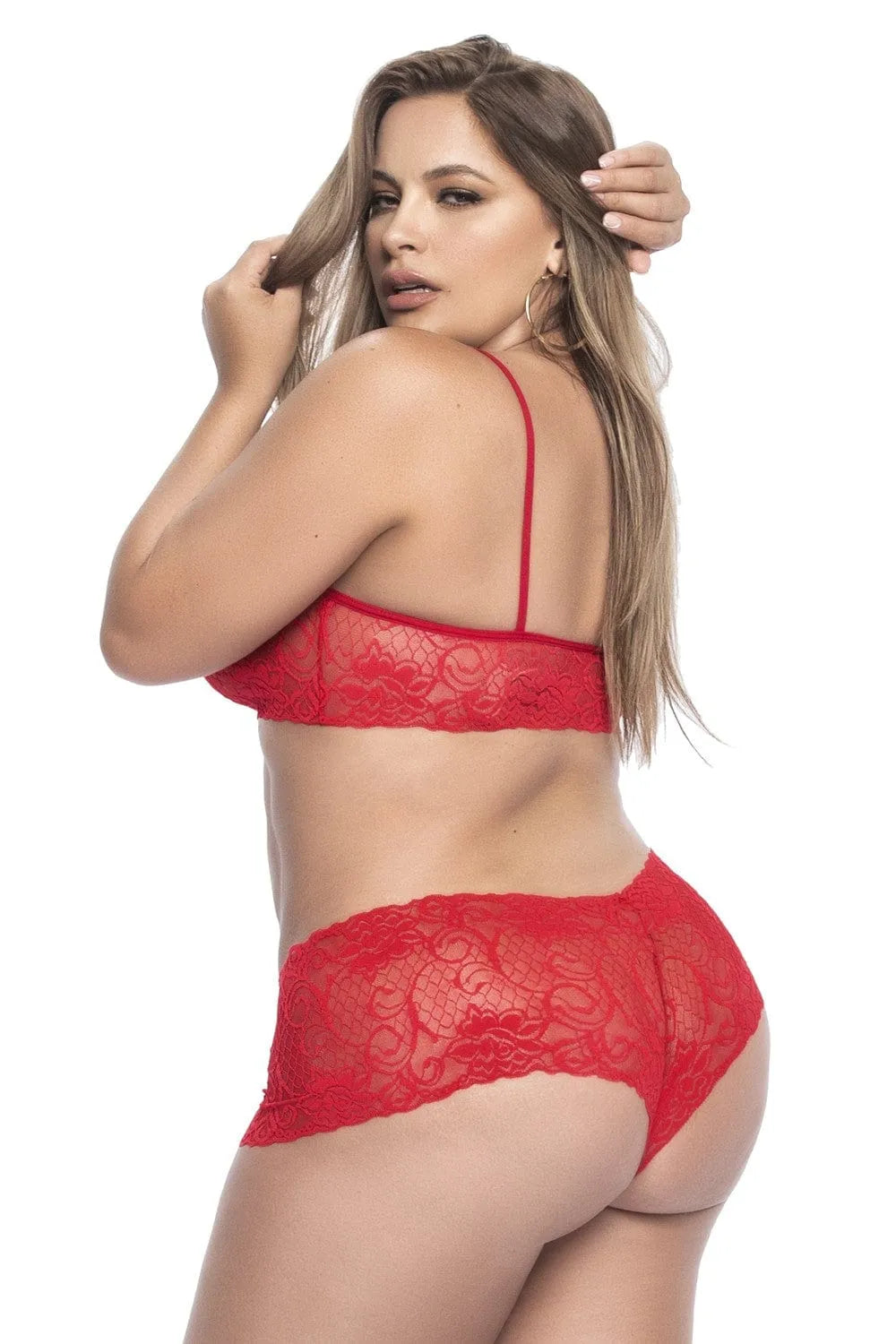 Ensemble Lingerie Dentelle Rouge Grande Taille