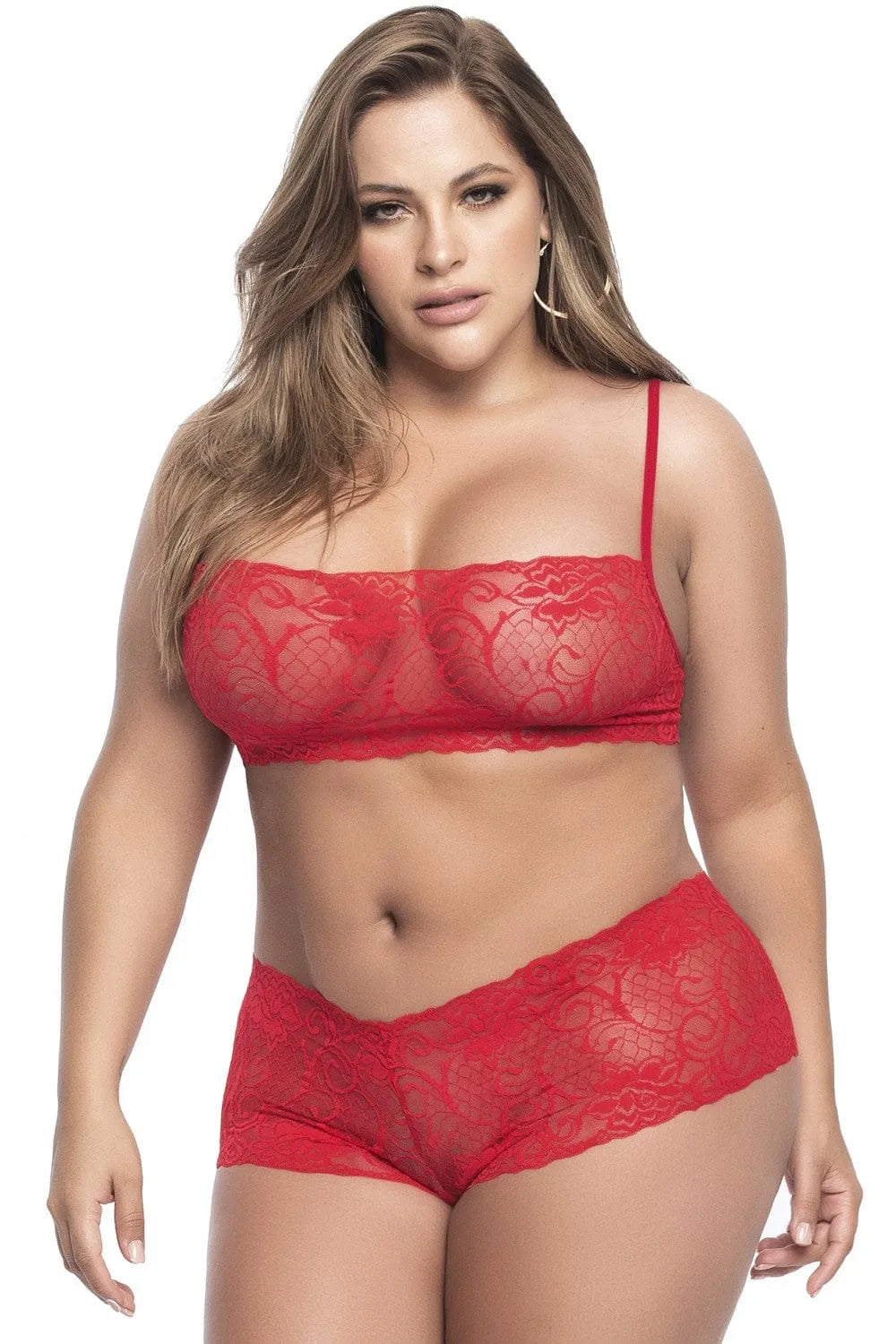 Ensemble Lingerie Dentelle Rouge Grande Taille