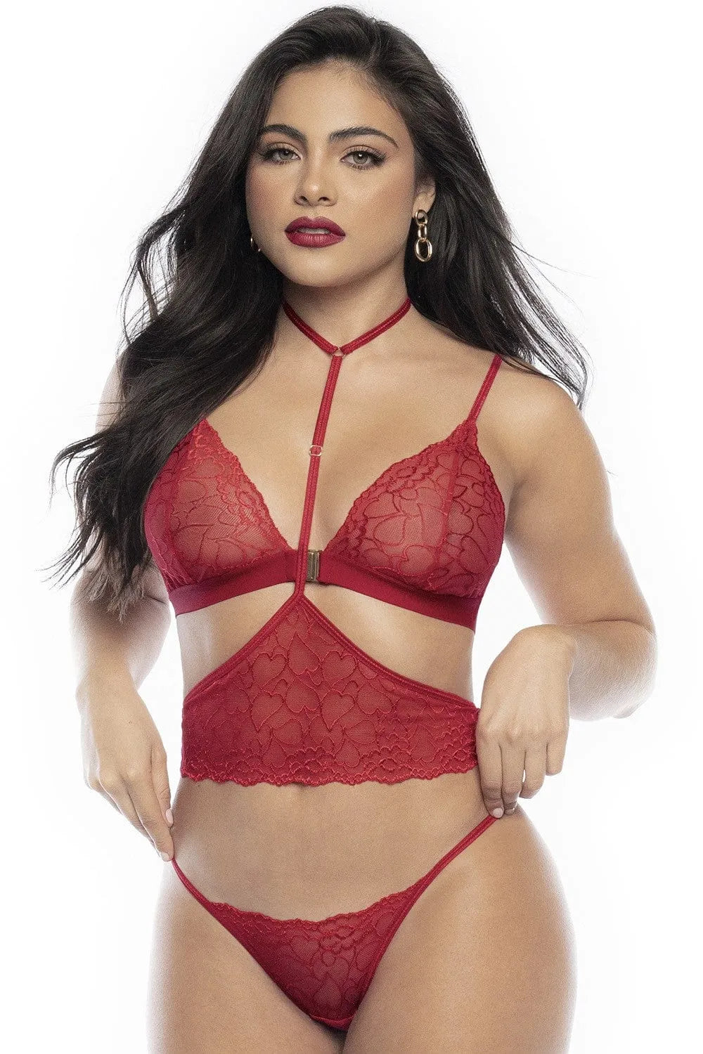 Ensemble Lingerie Dentelle Rouge Romantique