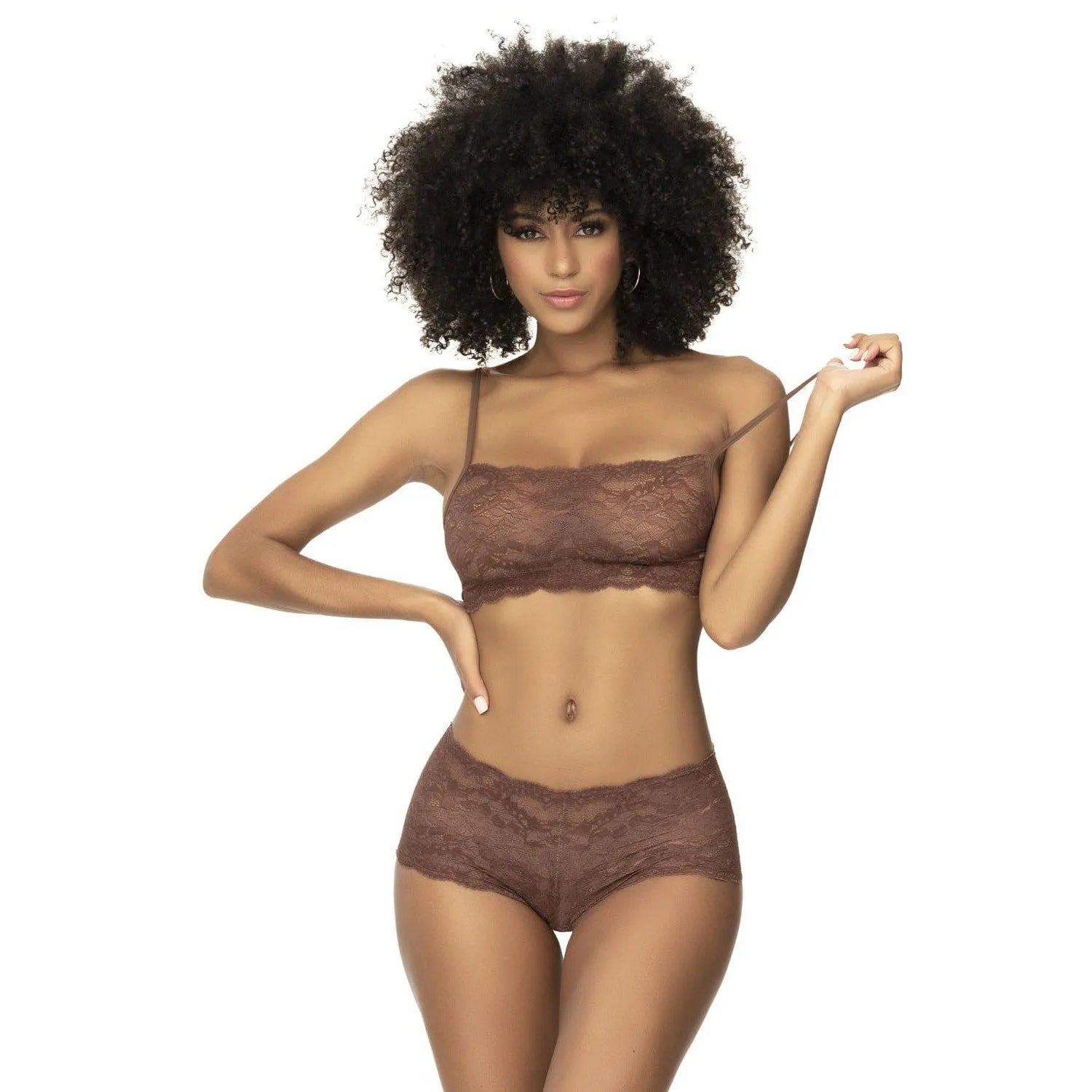 Ensemble Lingerie Grande Taille Dentelle Cacao