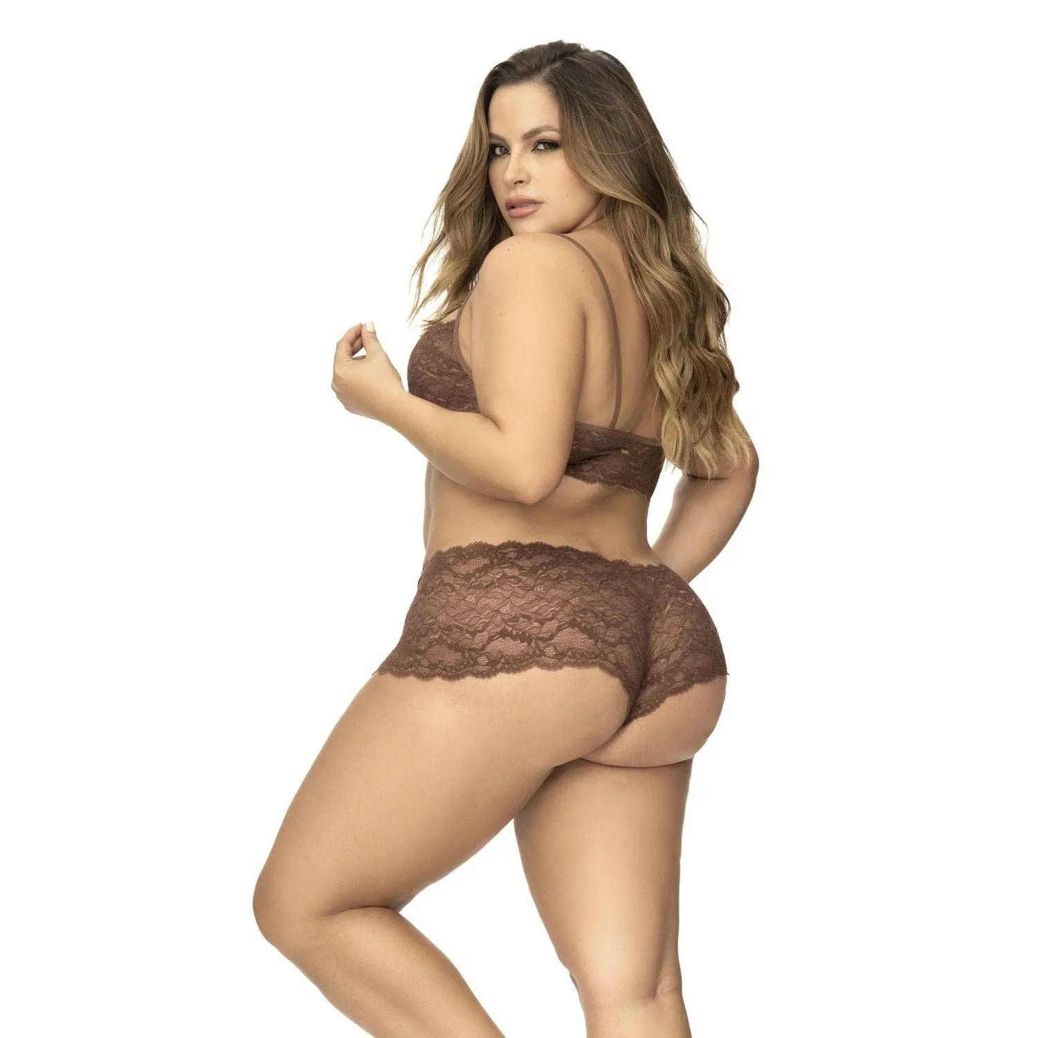 Ensemble Lingerie Grande Taille Dentelle Taupe Mapalé