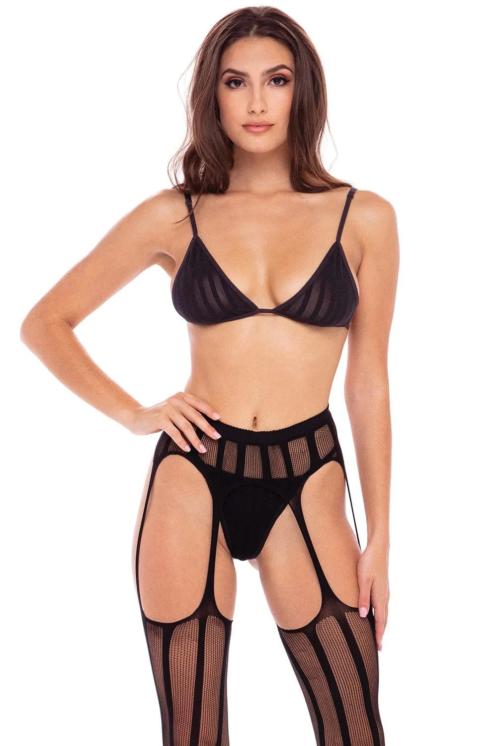 Ensemble Lingerie Résille Noire Sexy