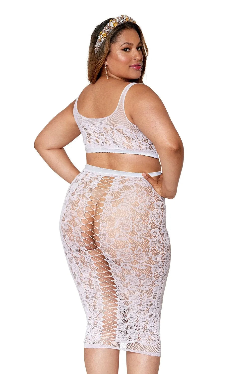 Ensemble Lingerie Sexy Blanc Grande Taille Dentelle