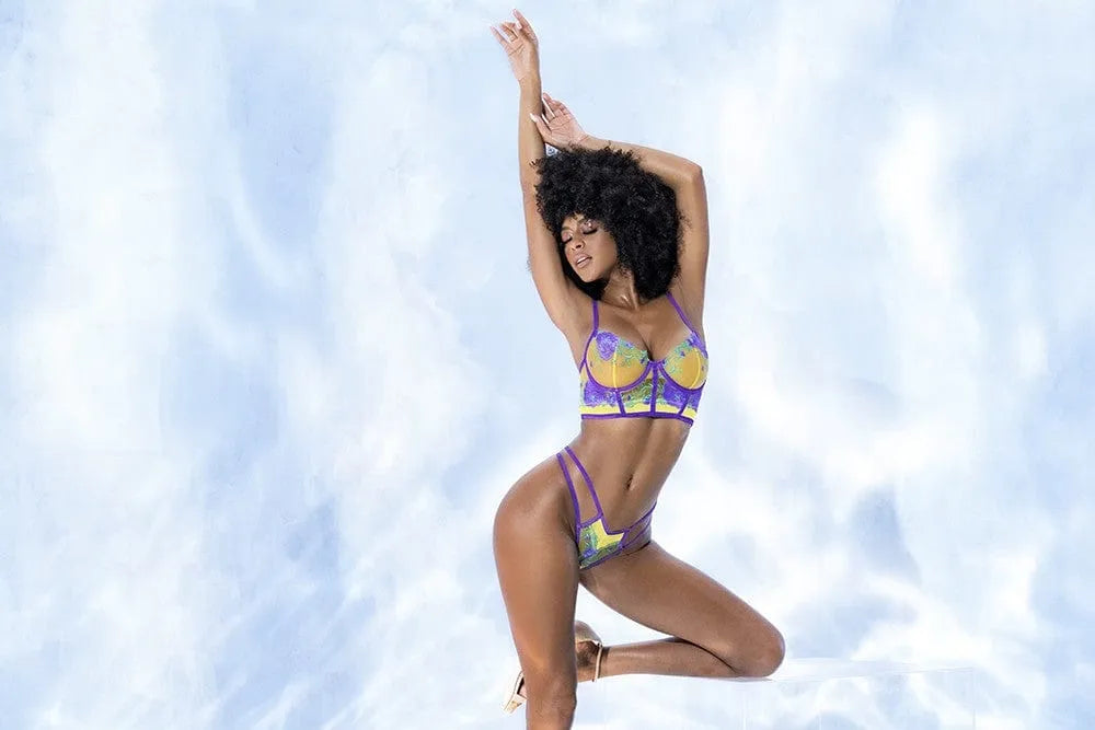 Ensemble Lingerie Sexy Pastel Avec Broderie