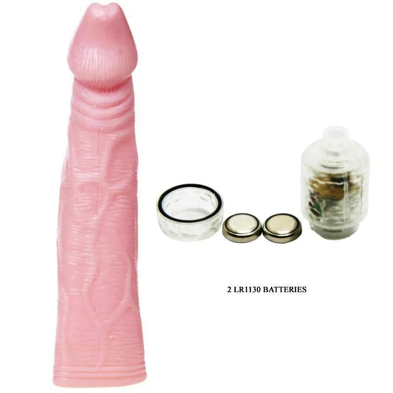 Extension pénis vibrante rose TPR 18 cm avec détails réalistes, inclut 2 piles LR1130 pour intensifier les sensations.